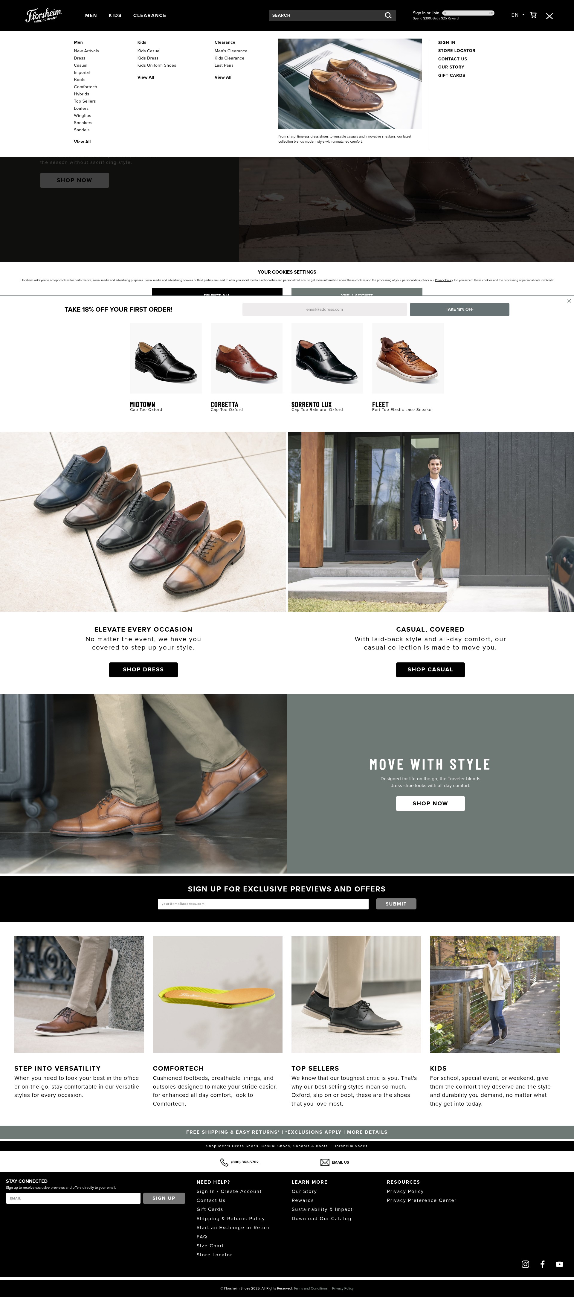 Screenshot of florsheimshoes.ca