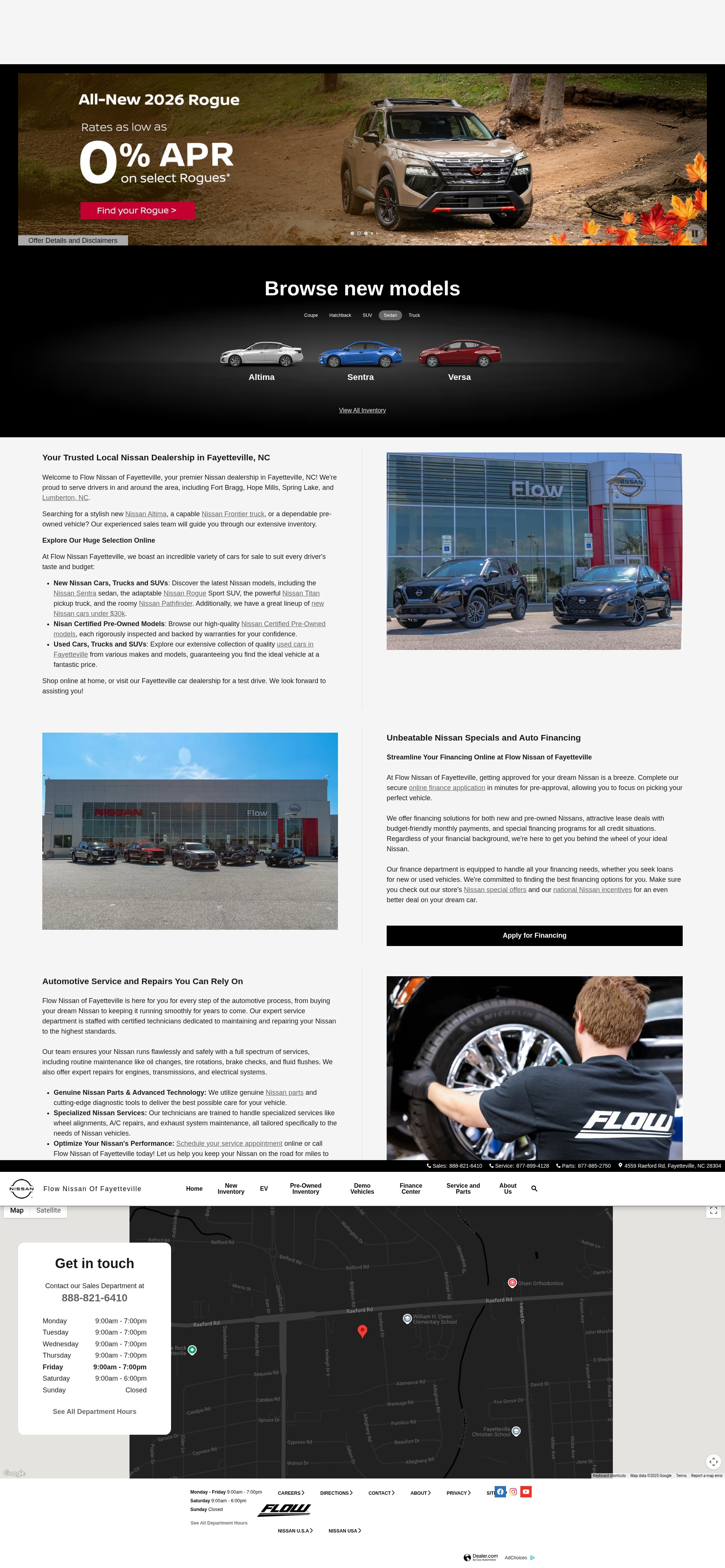Screenshot of flownissanfayetteville.com