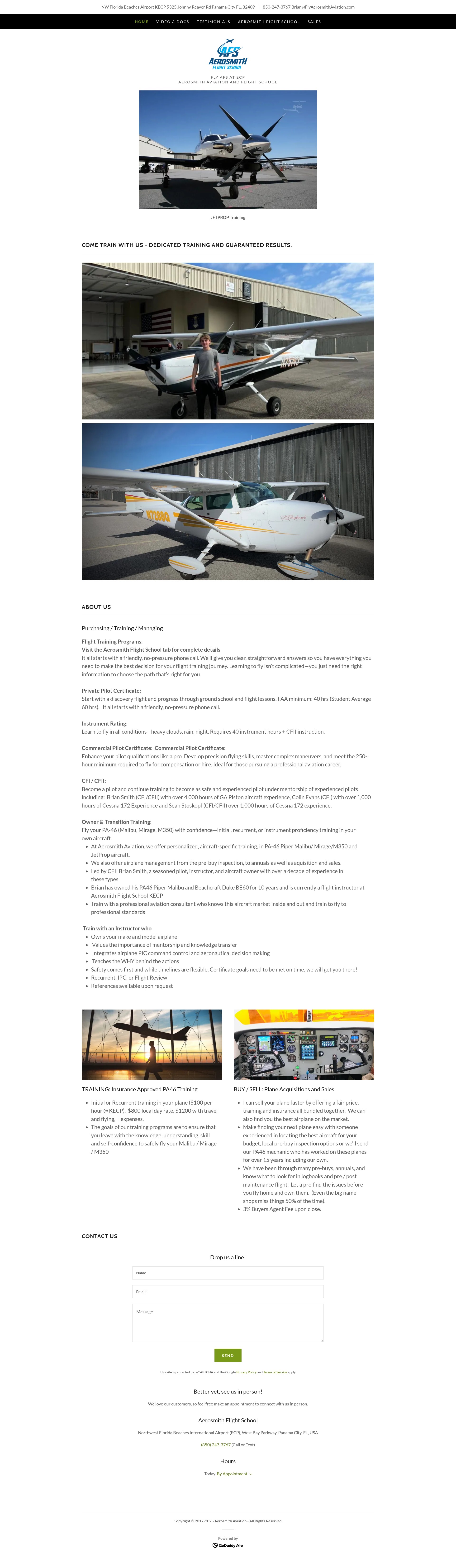 Screenshot of flyaerosmithaviation.com