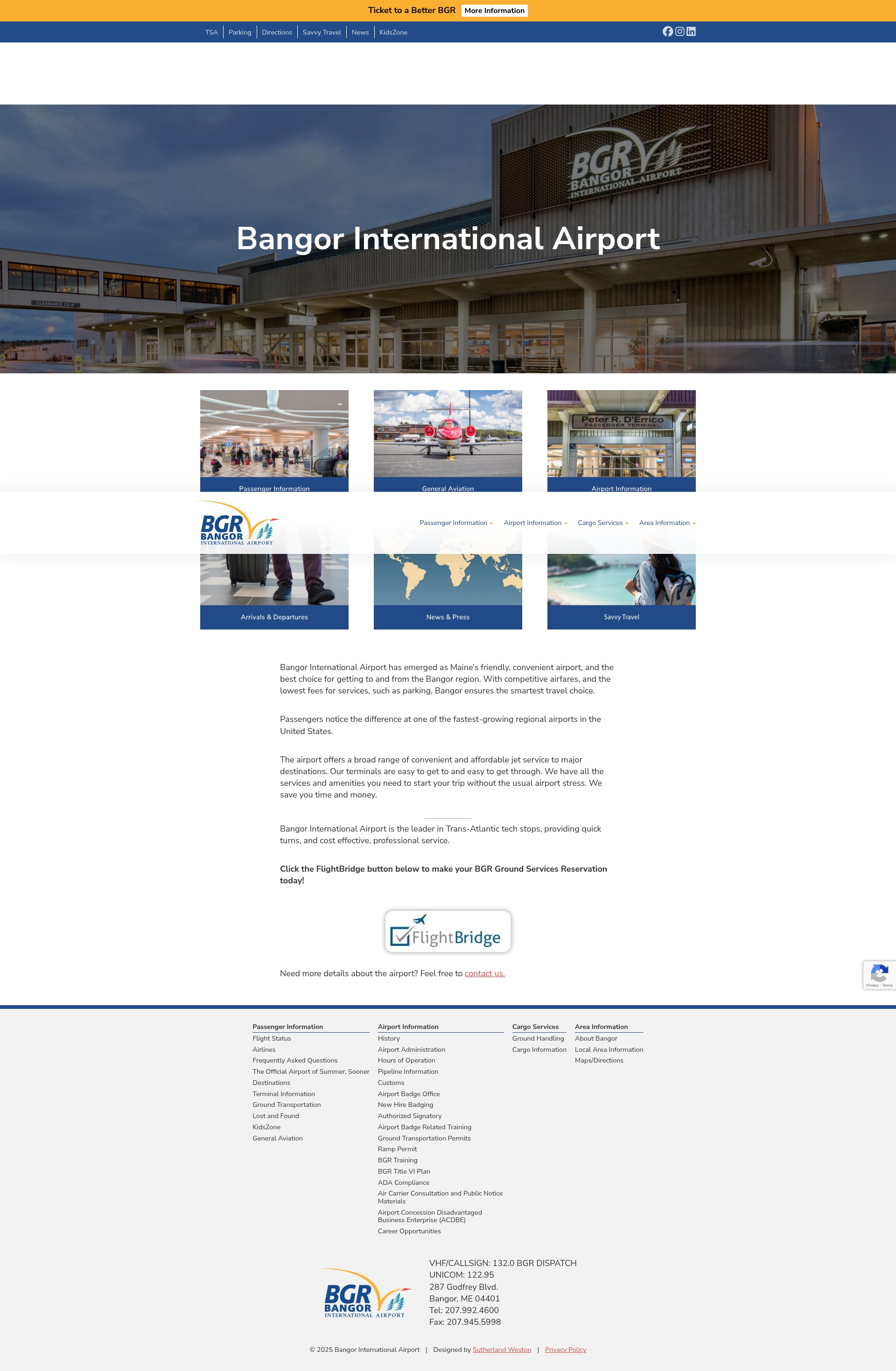 Screenshot of flybangor.com
