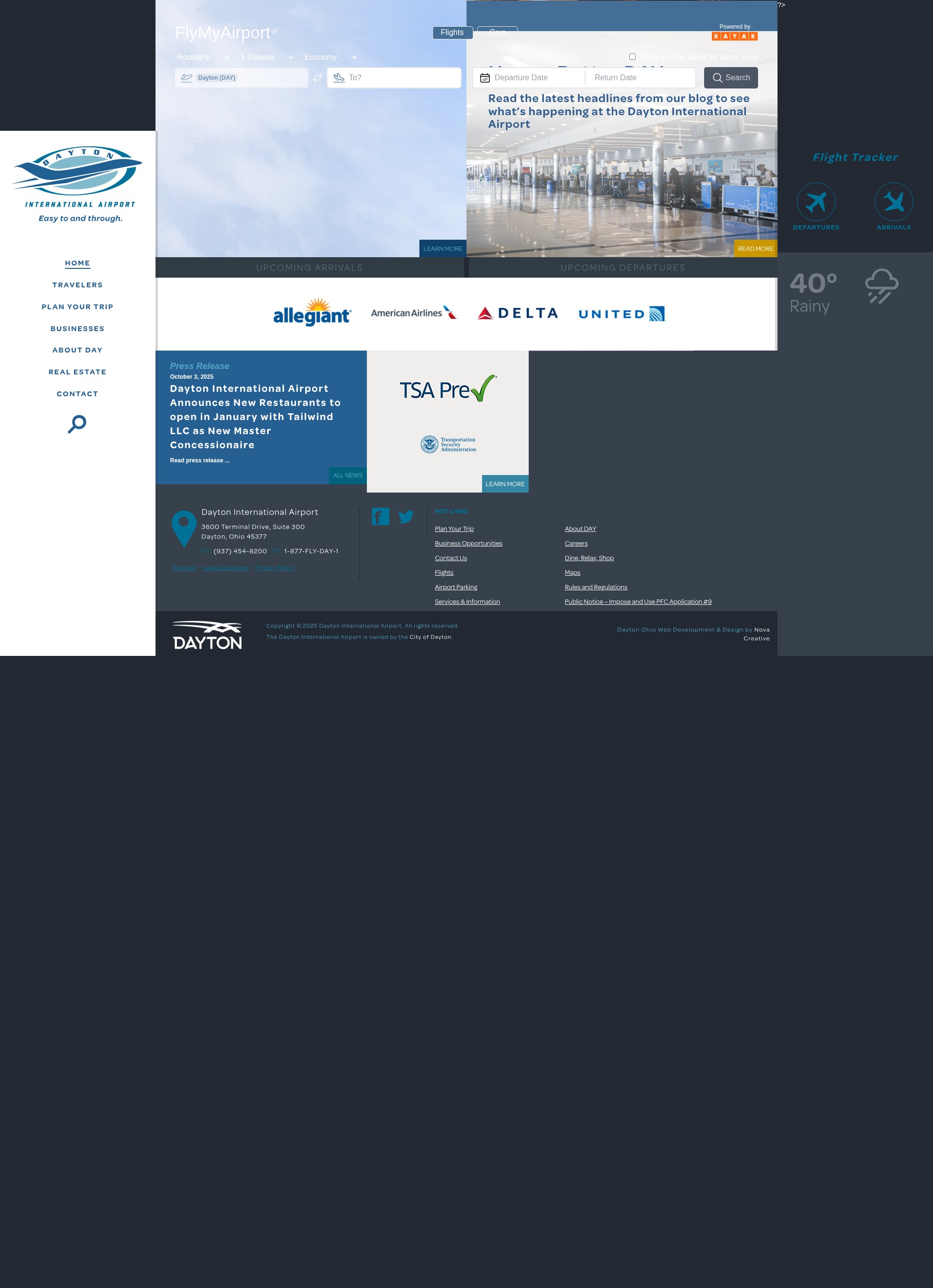 Screenshot of flydayton.com