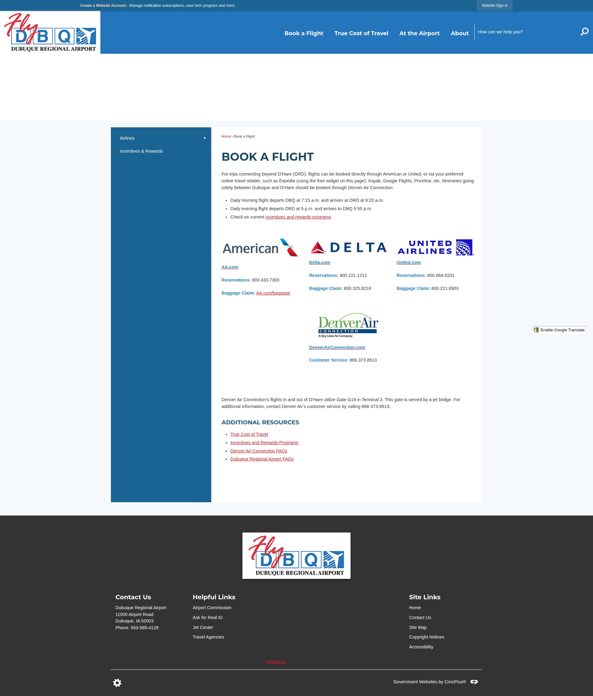Screenshot of flydbq.com