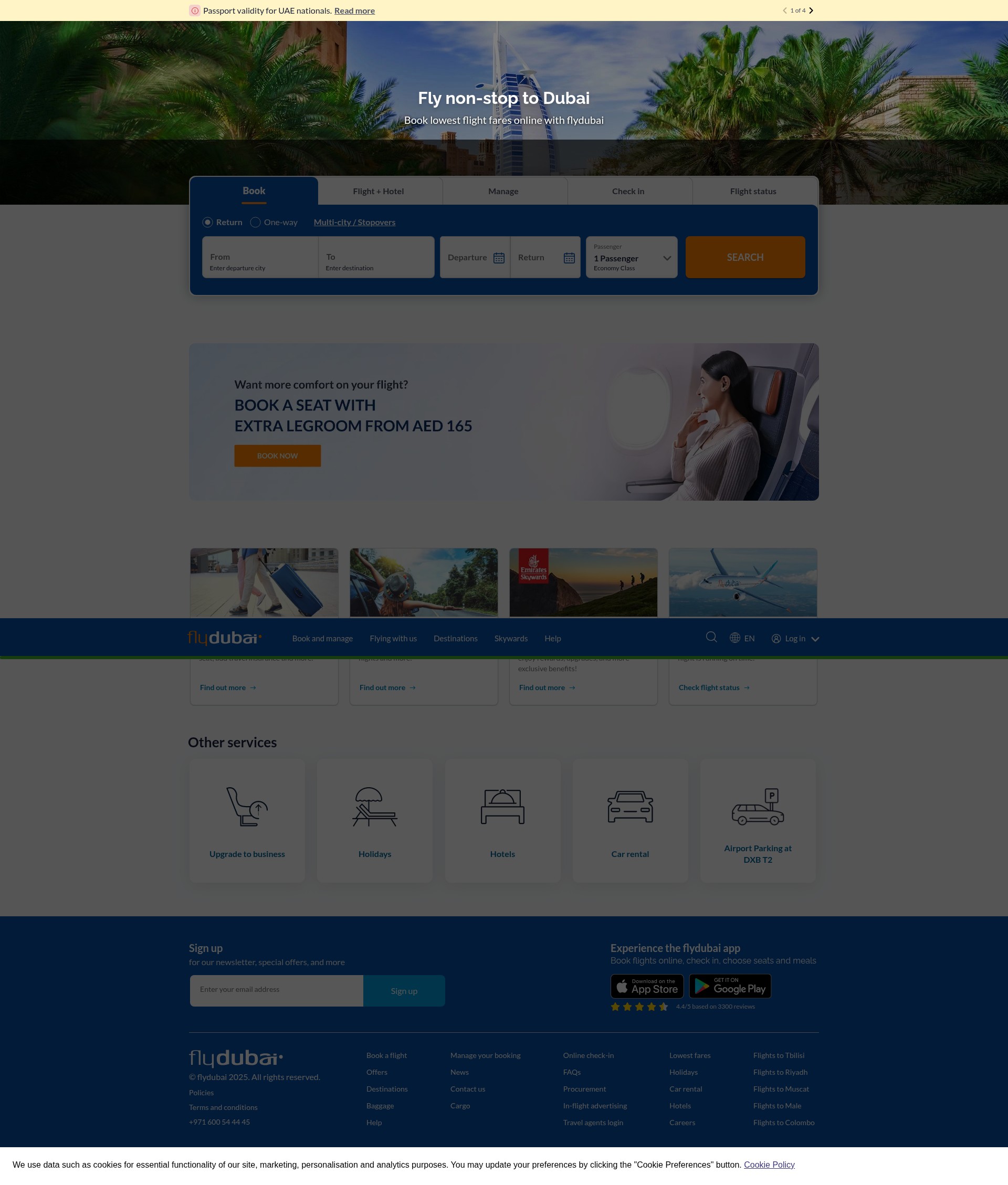 Screenshot of flydubai.com