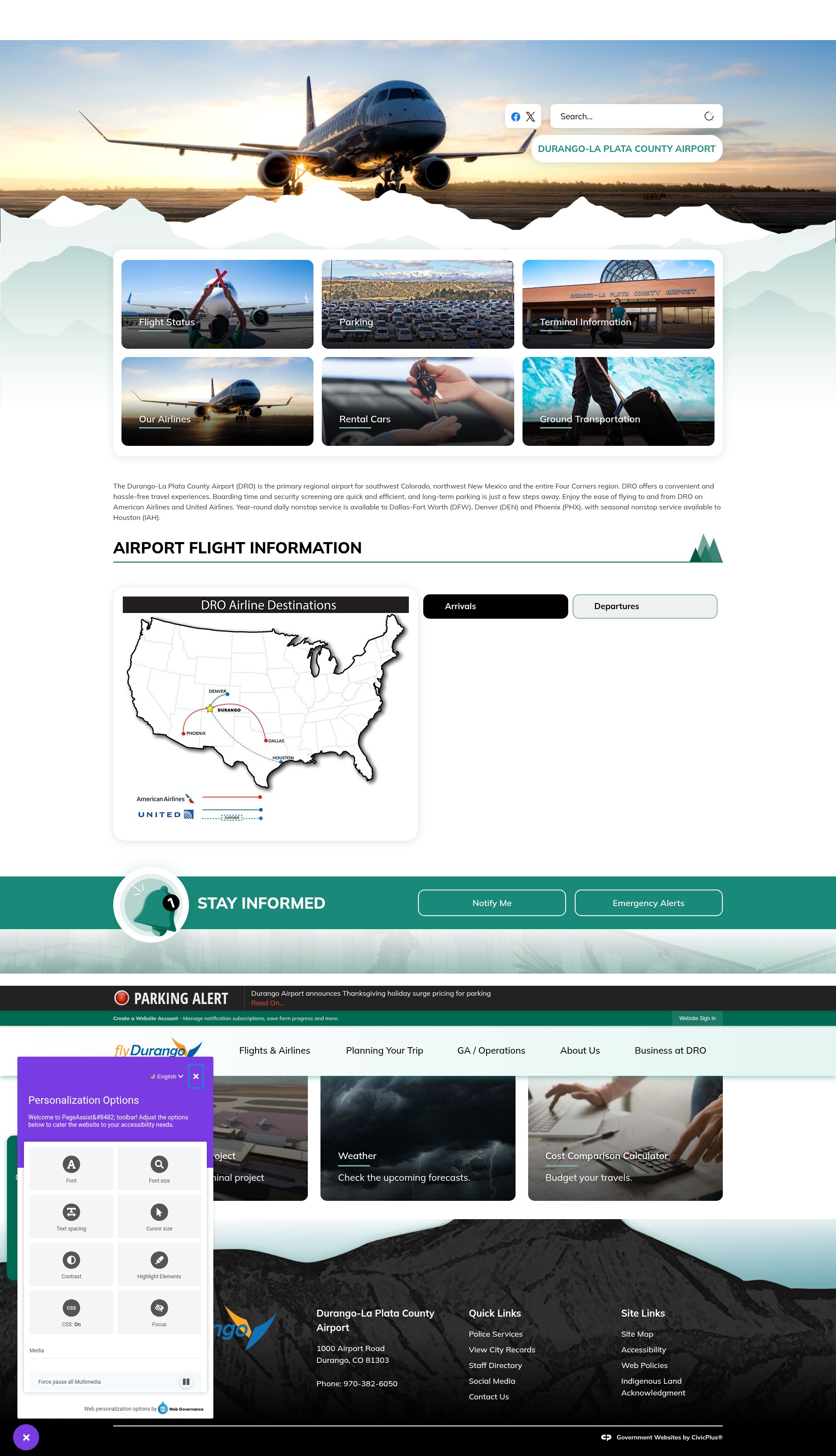 Screenshot of flydurango.com