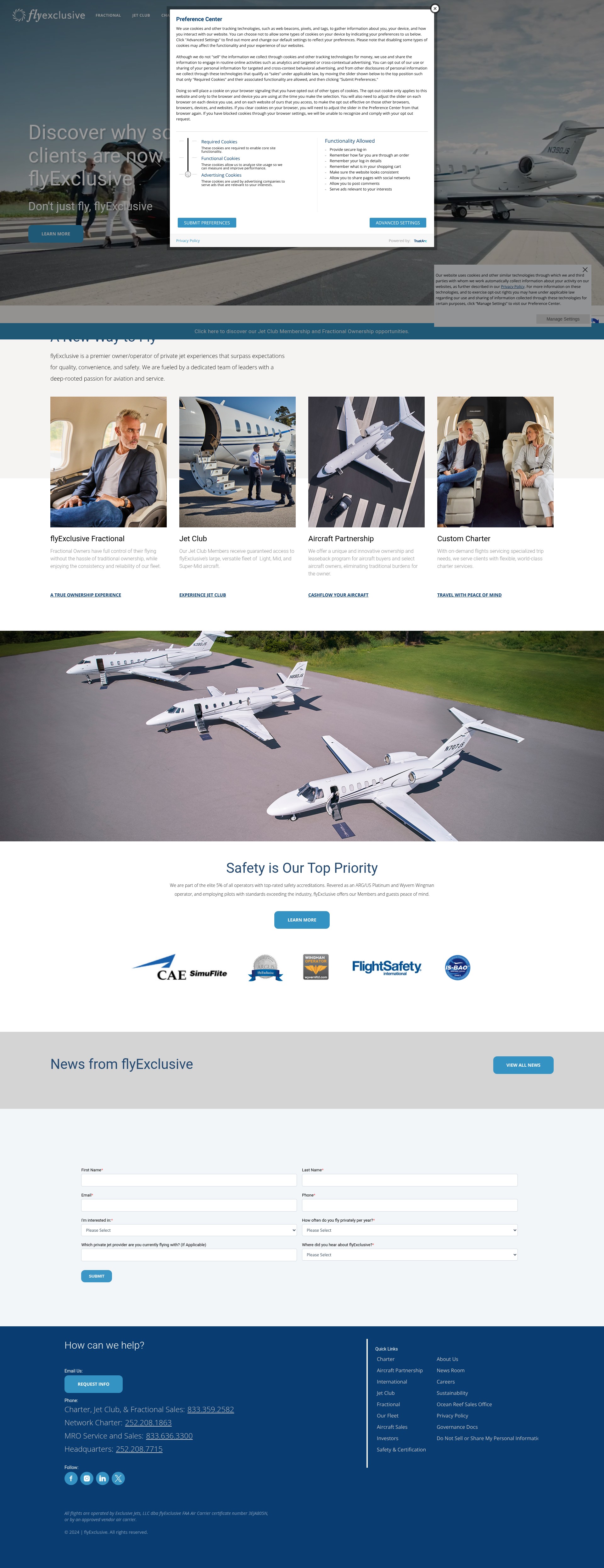 Screenshot of flyexclusive.com