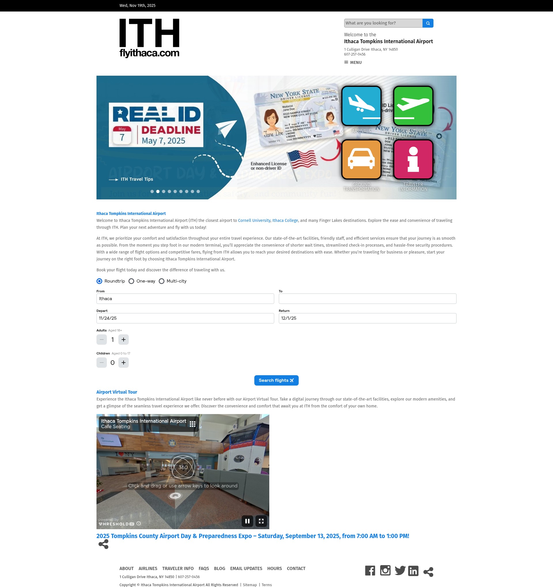 Screenshot of flyithaca.com