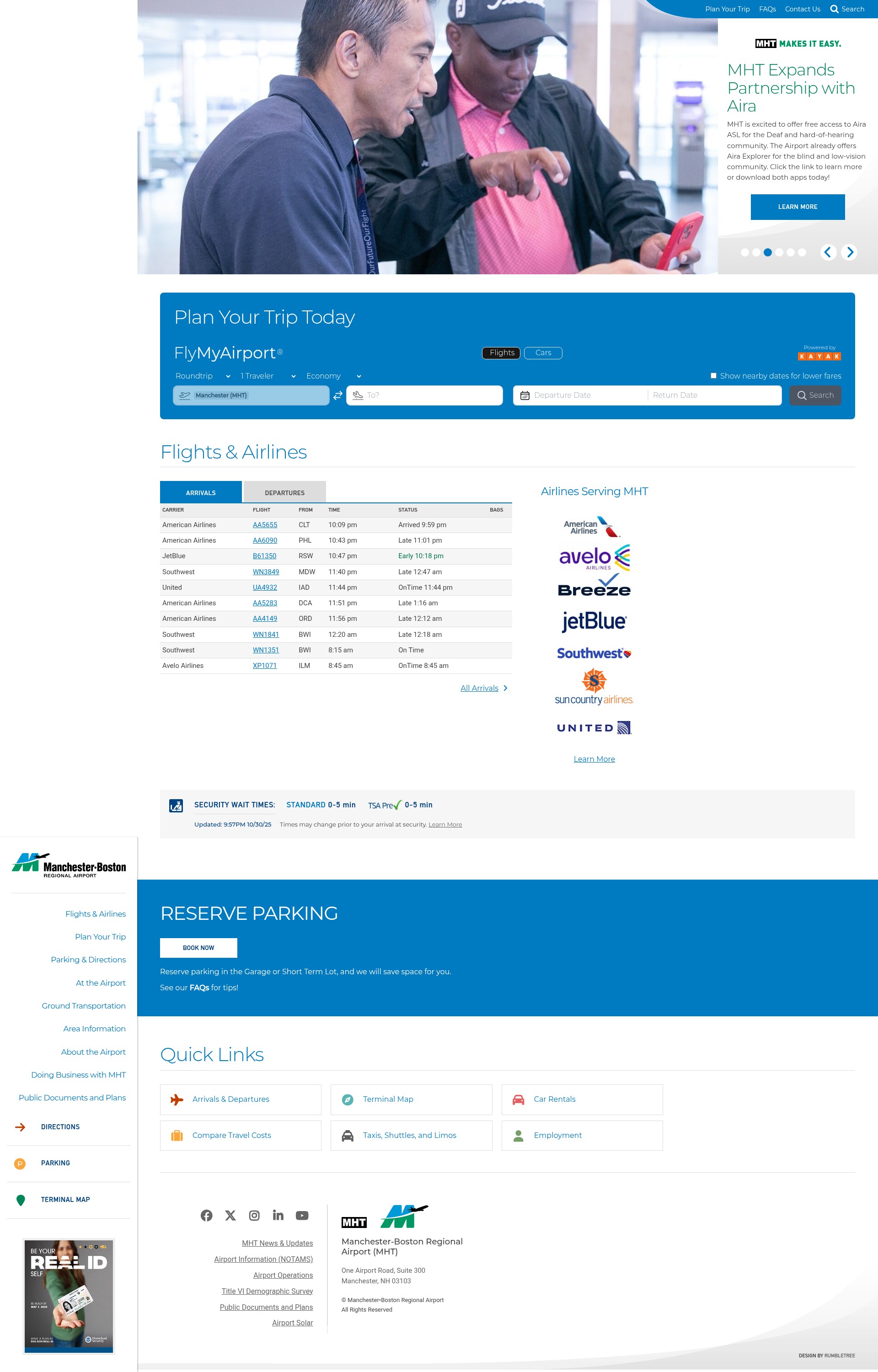 Screenshot of flymanchester.com