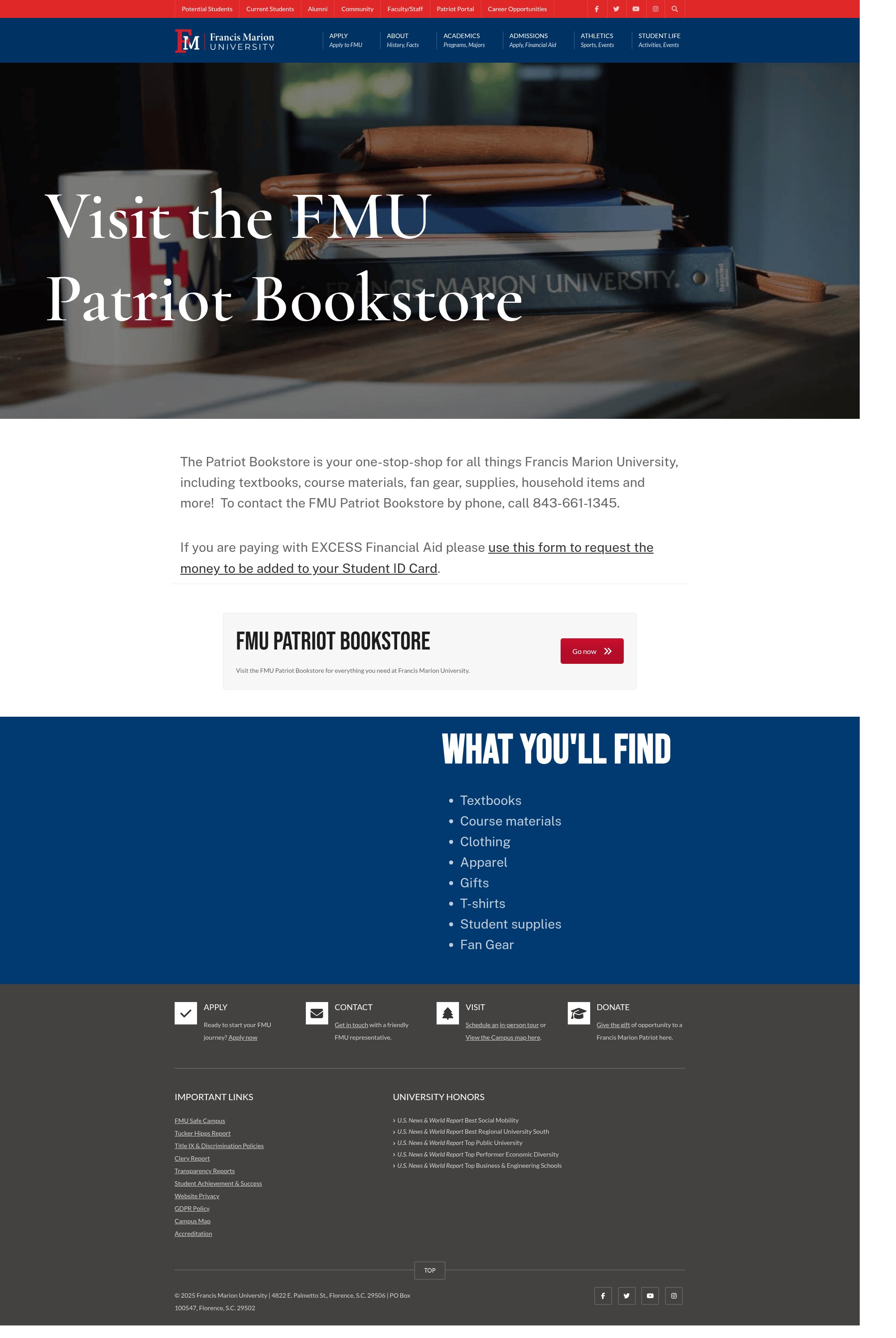 Screenshot of fmarion.edu