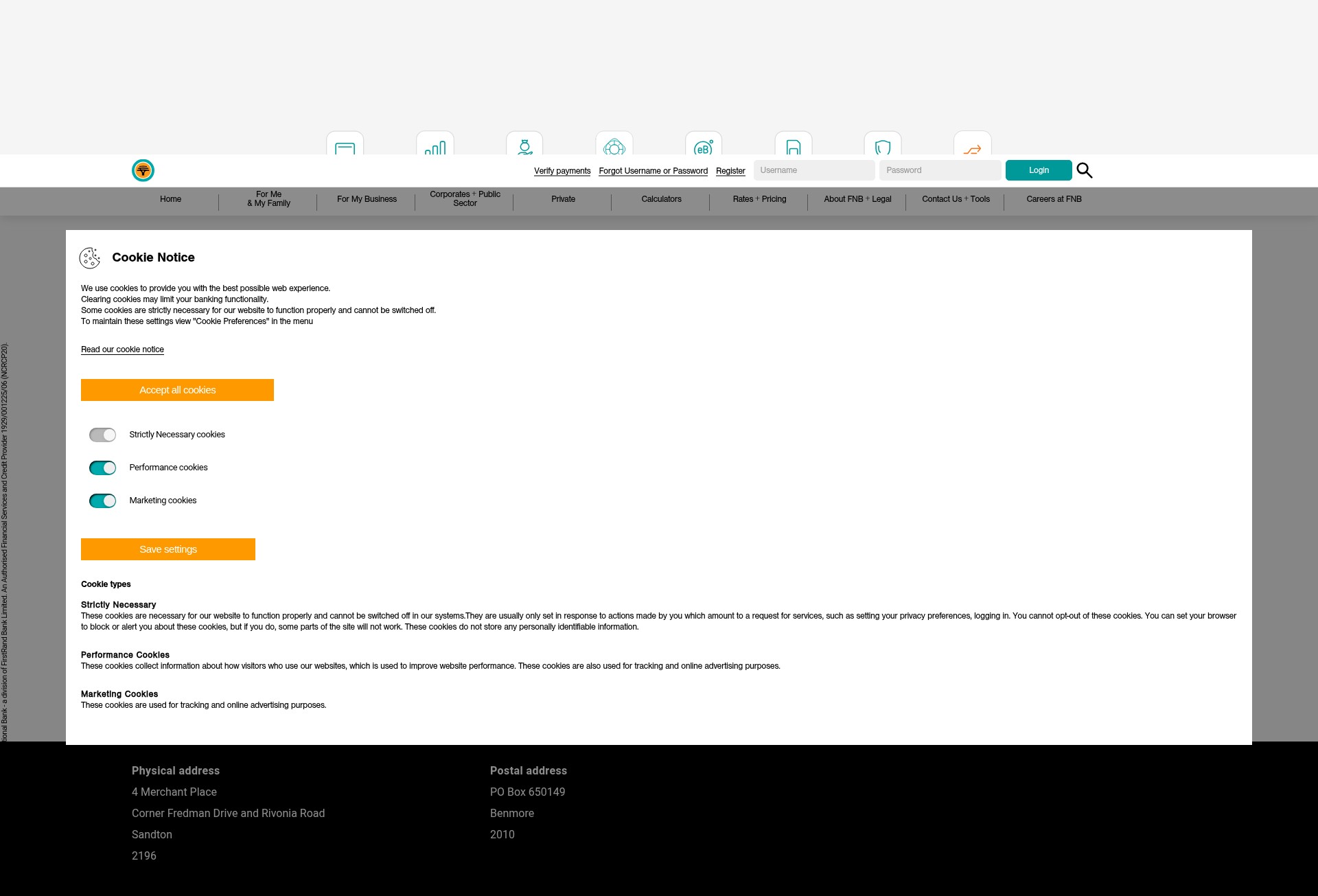 Screenshot of fnb.co.za