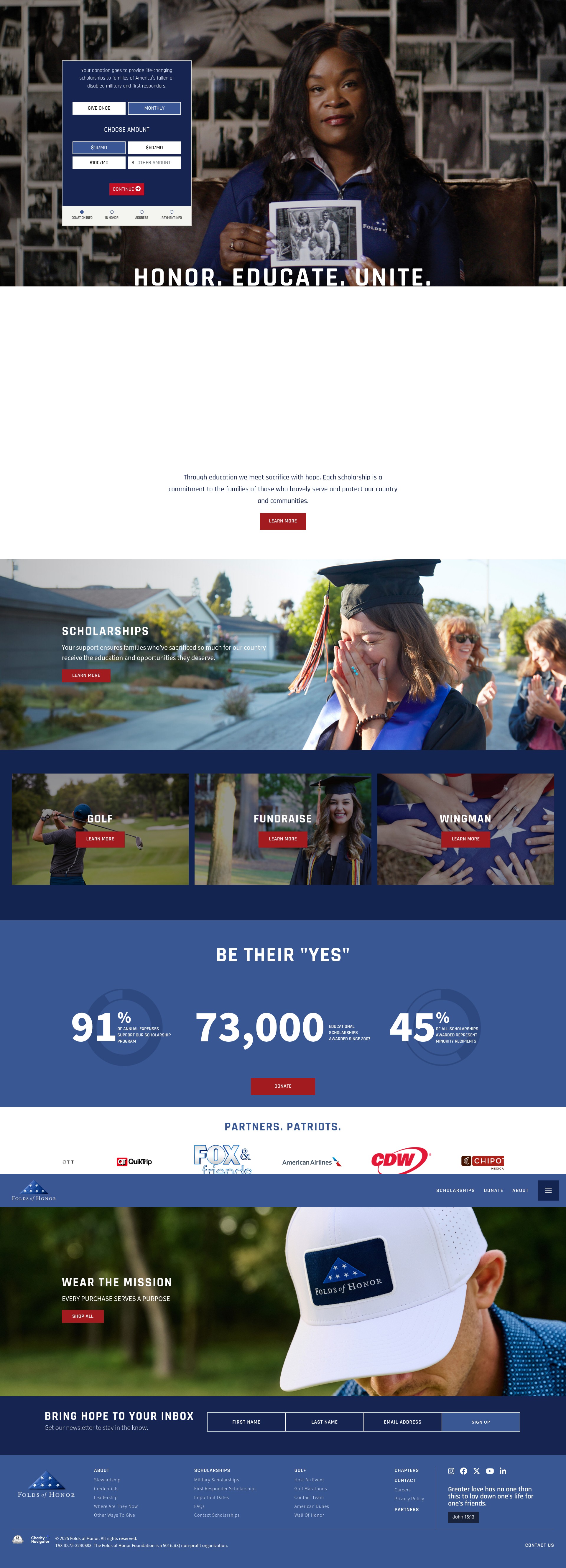 Screenshot of foldsofhonor.org