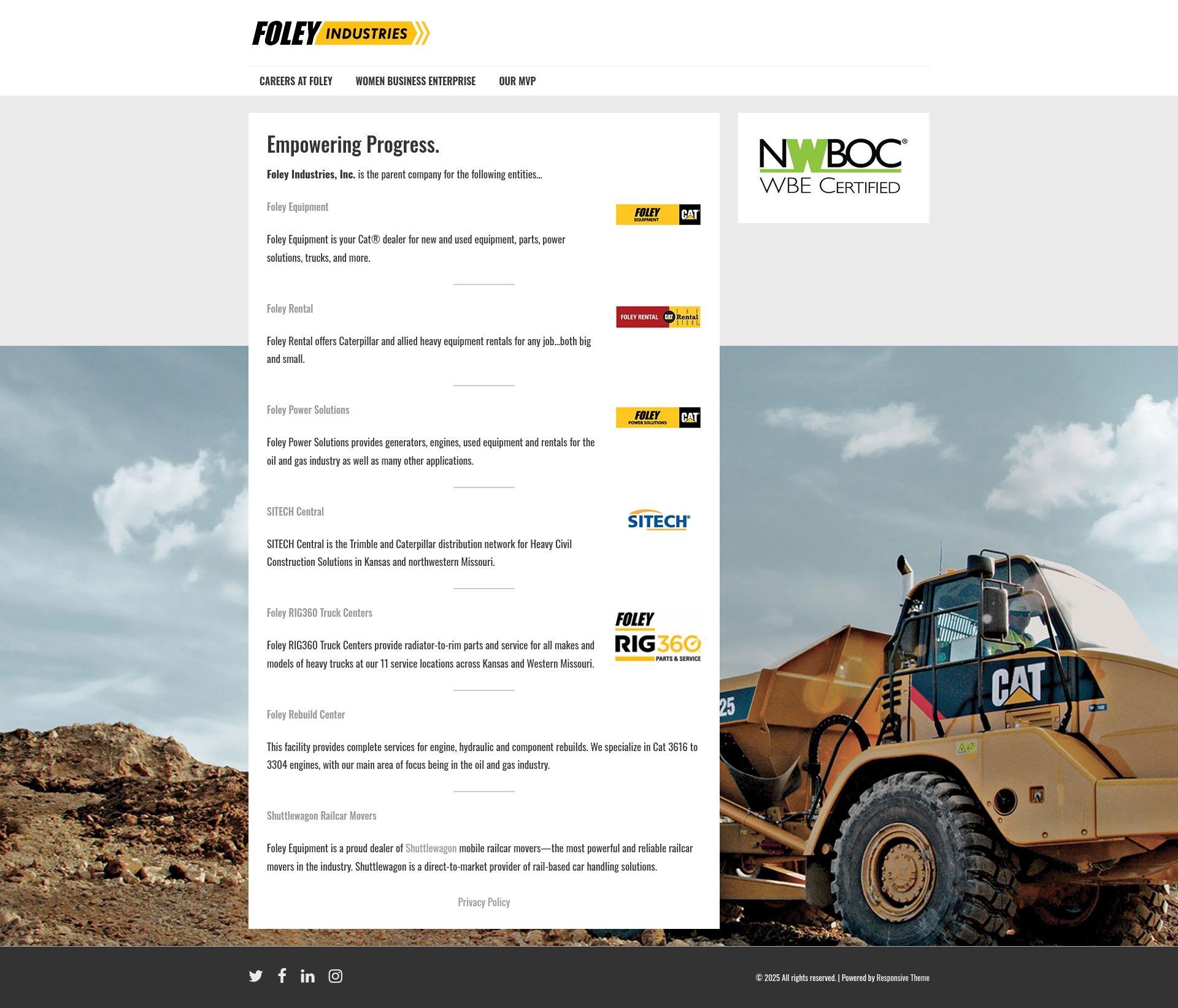 Screenshot of foleyindustries.com