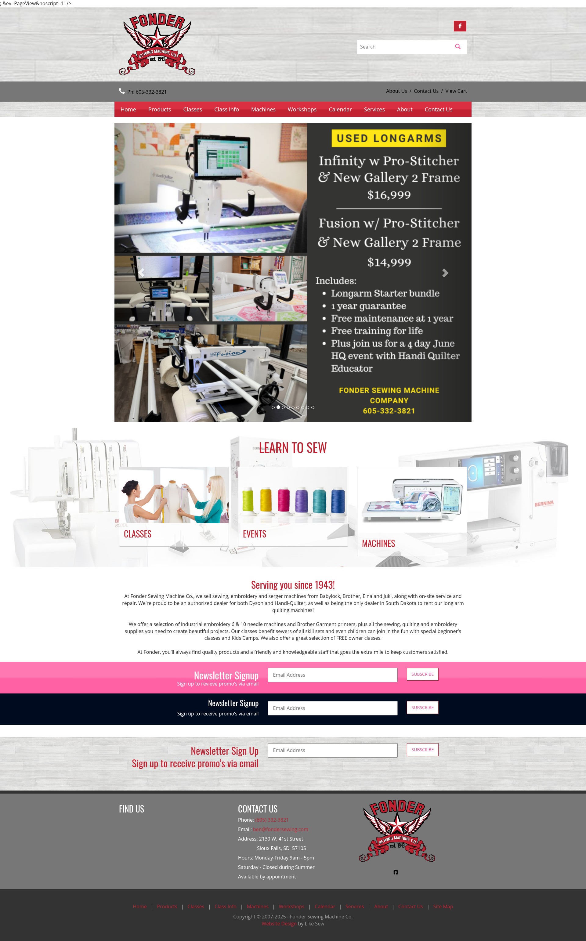 Screenshot of fondersewing.com