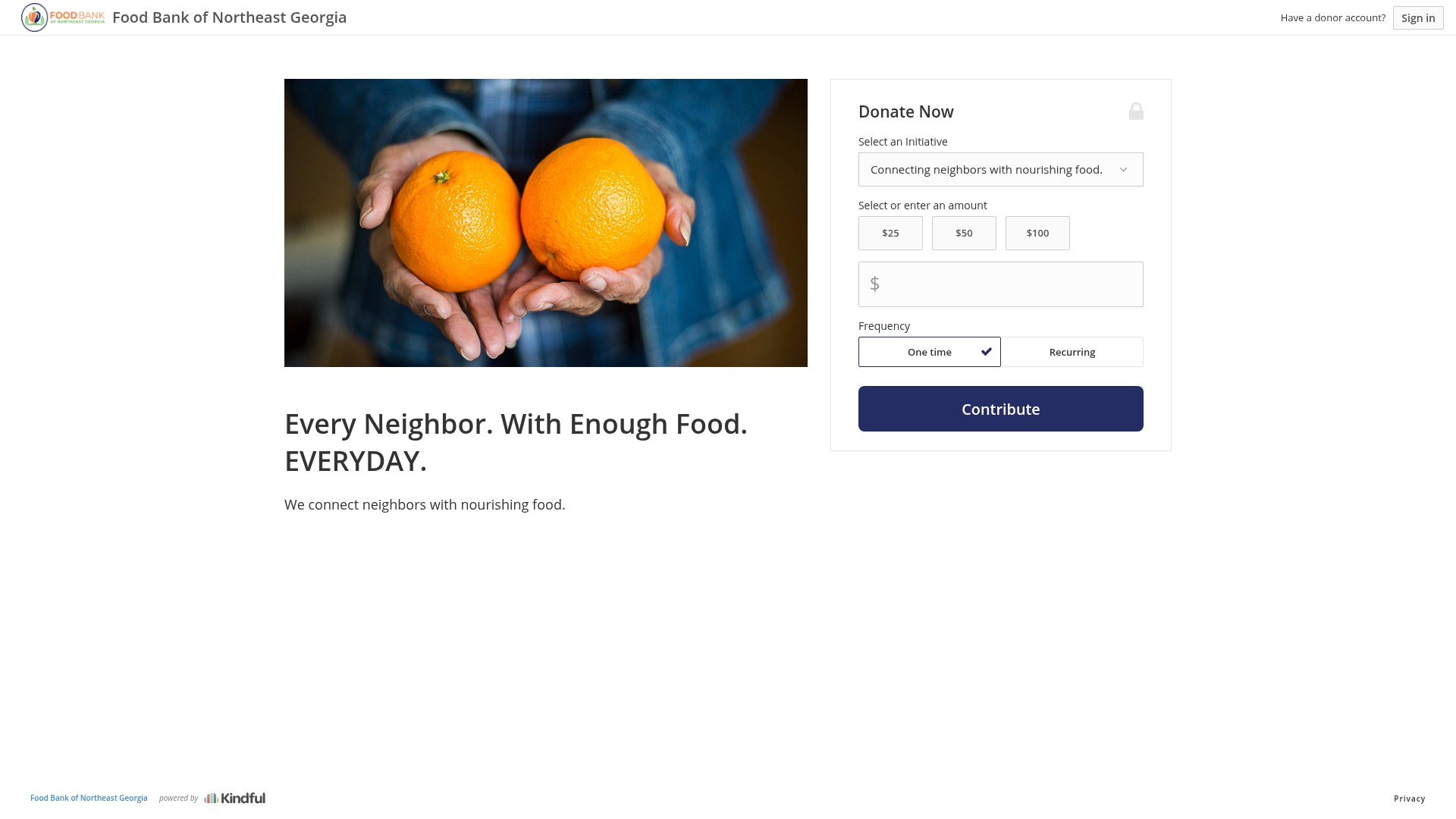 Screenshot of foodbankofnortheastgeorgia-bloom.kindful.com