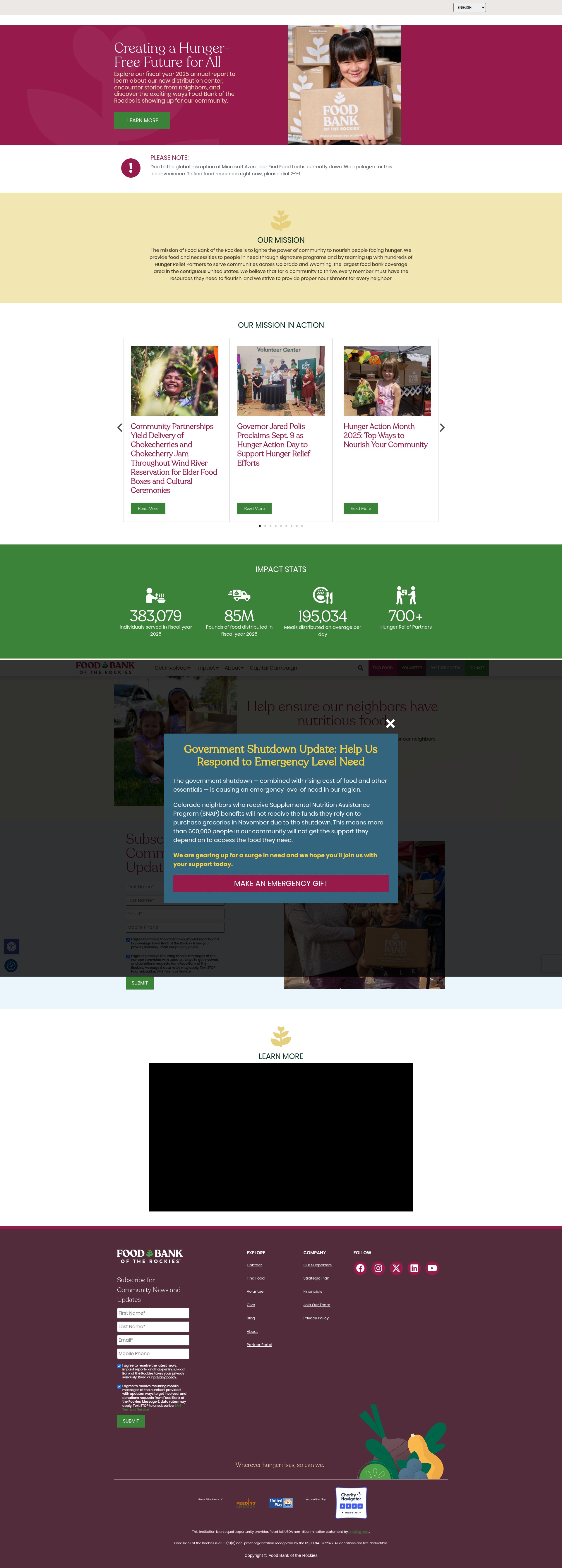 Screenshot of foodbankrockies.org