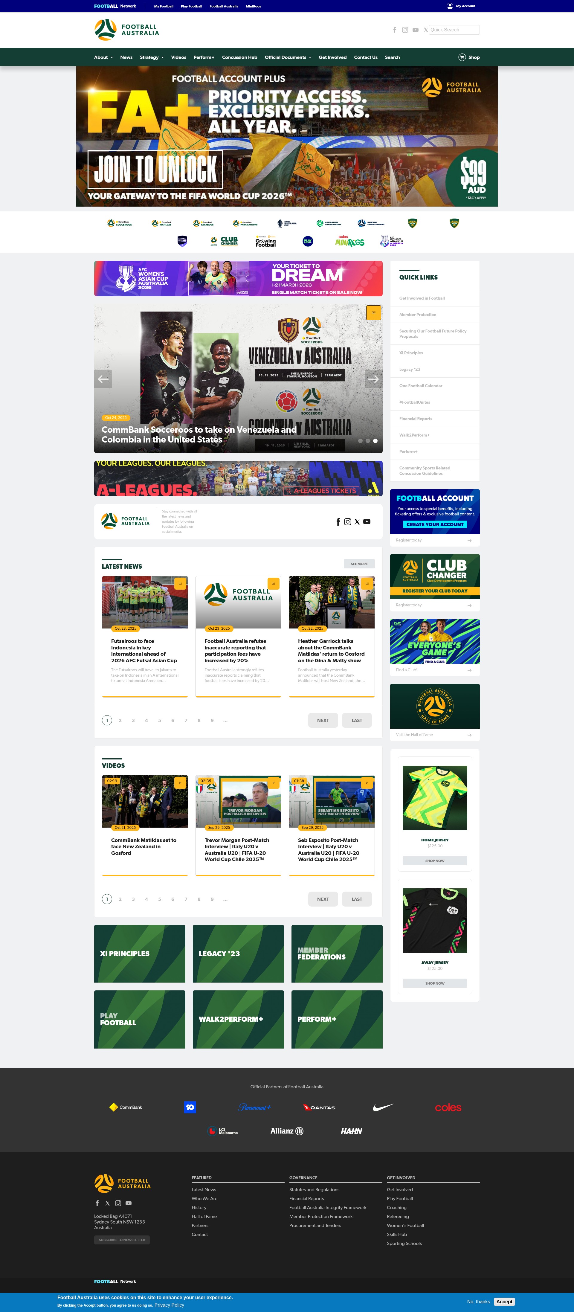 Screenshot of footballaustralia.com.au