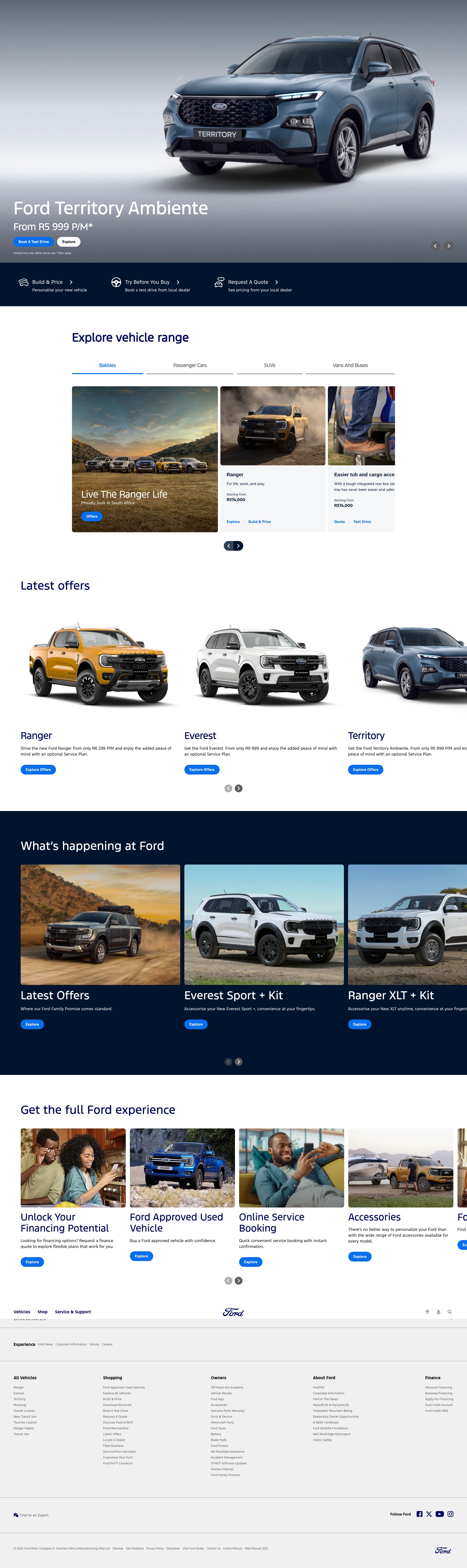 Screenshot of ford.co.za
