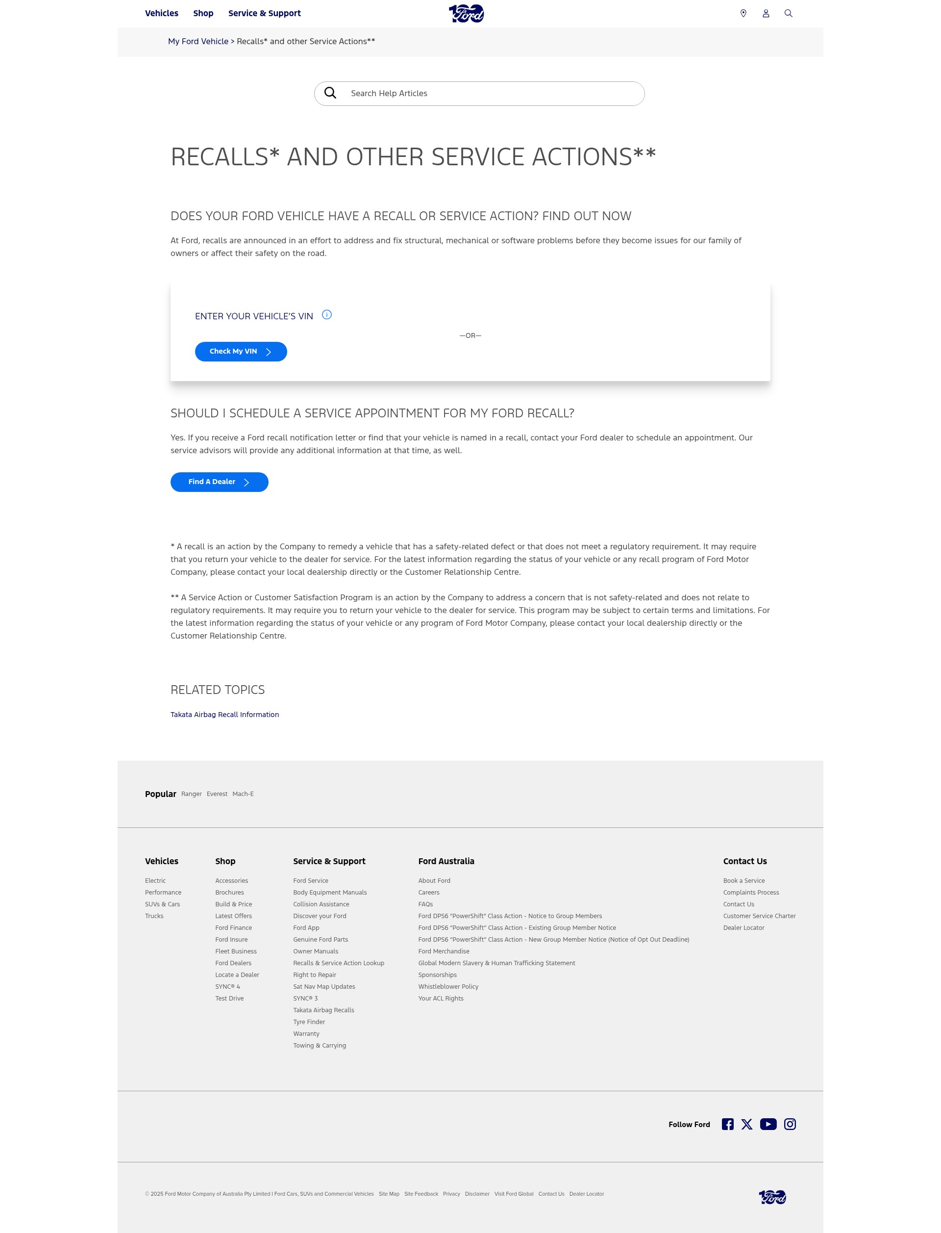 Screenshot of ford.com.au