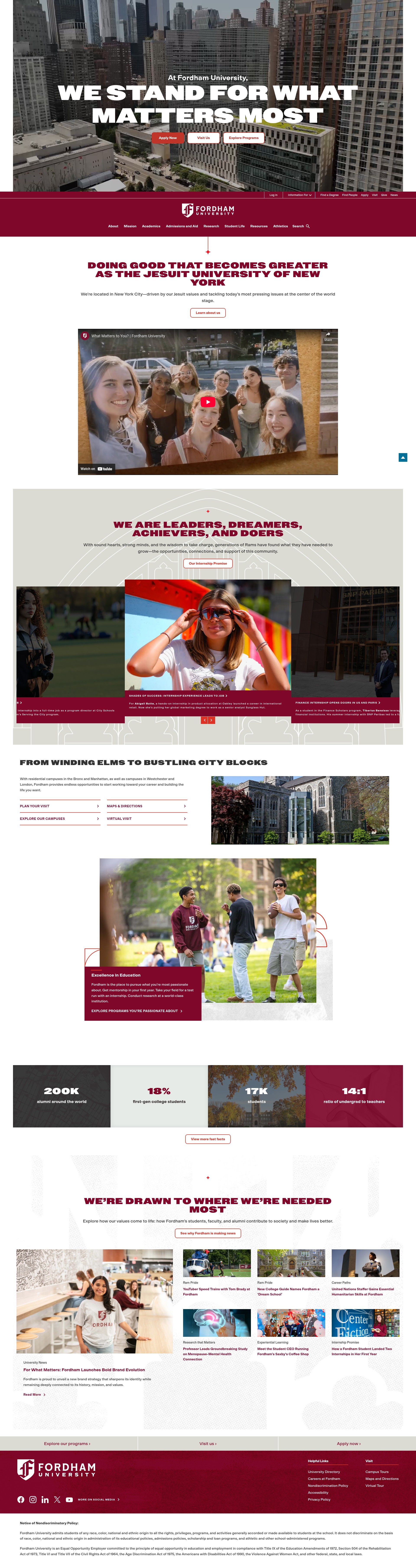 Screenshot of fordham.edu