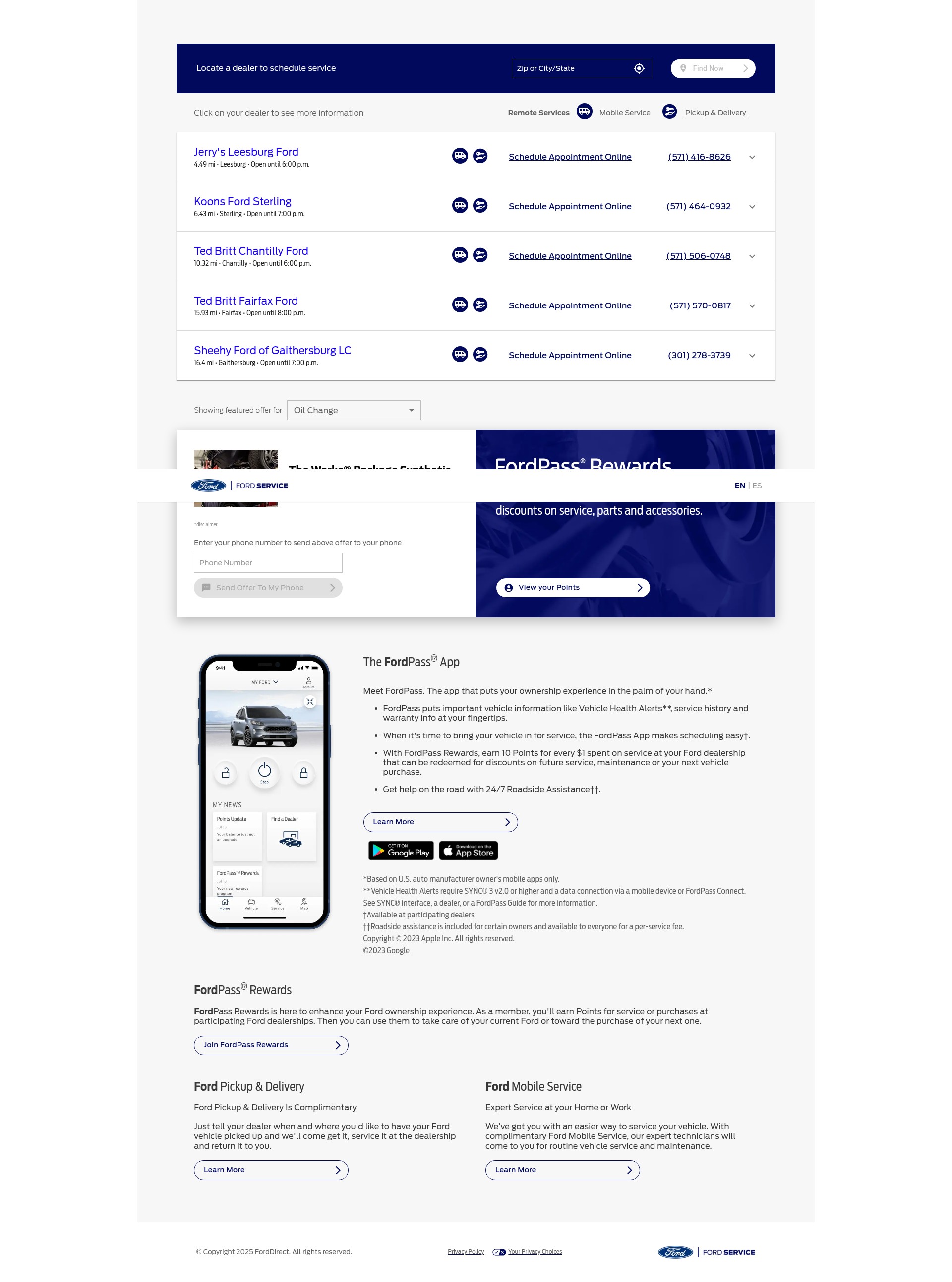 Screenshot of fordservicespecials.com