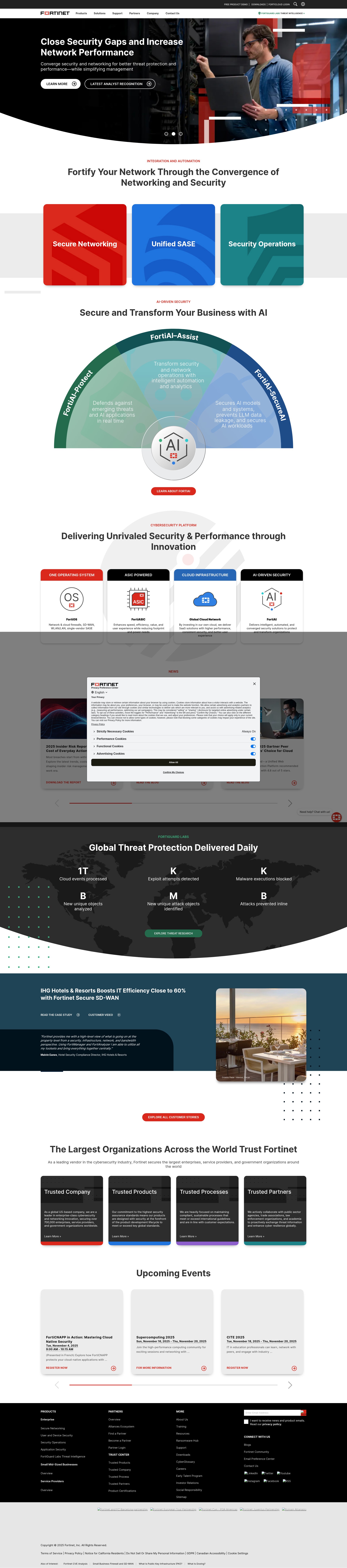Screenshot of fortinet.com
