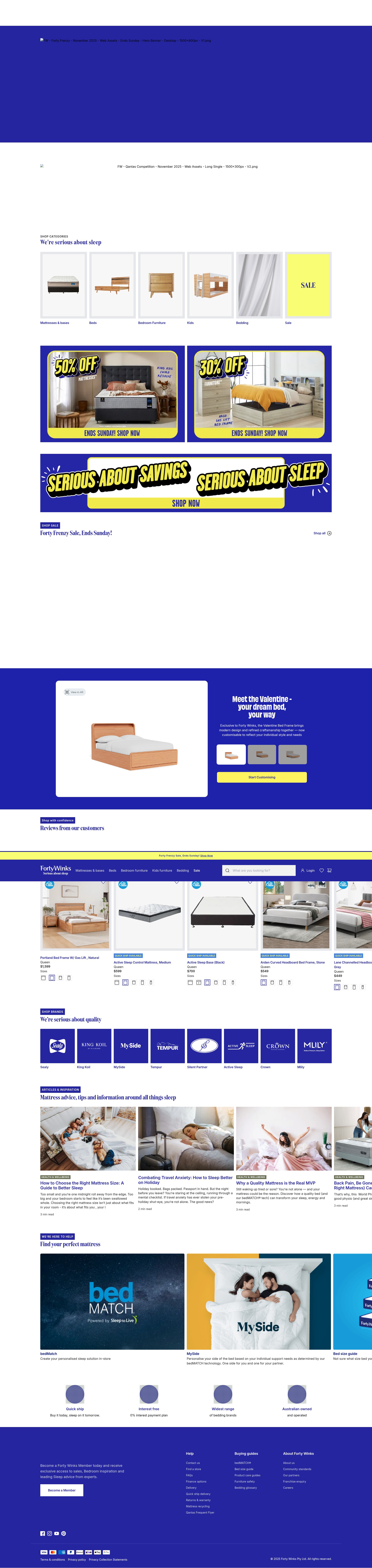 Screenshot of fortywinks.com.au