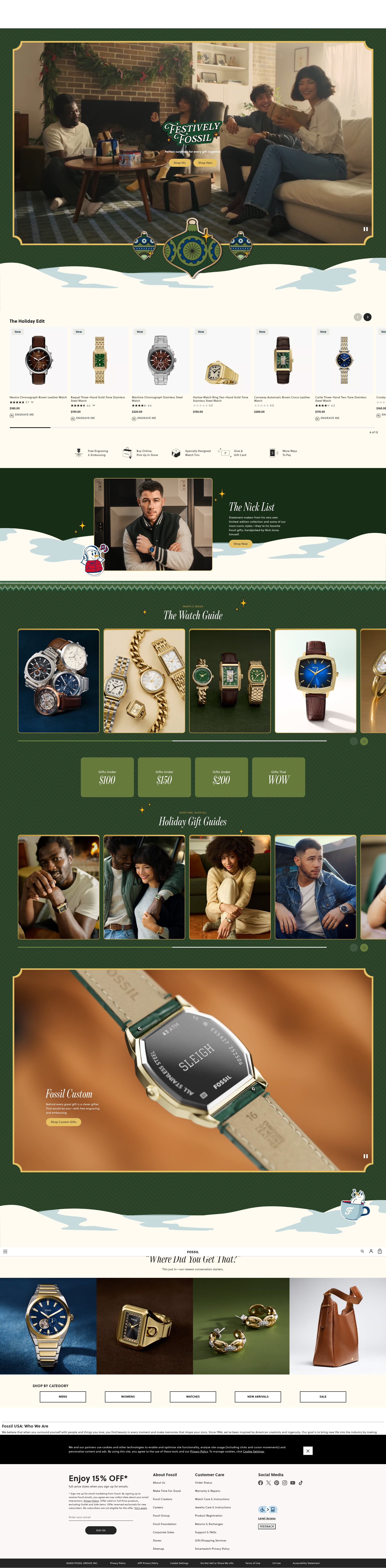 Screenshot of fossil.com