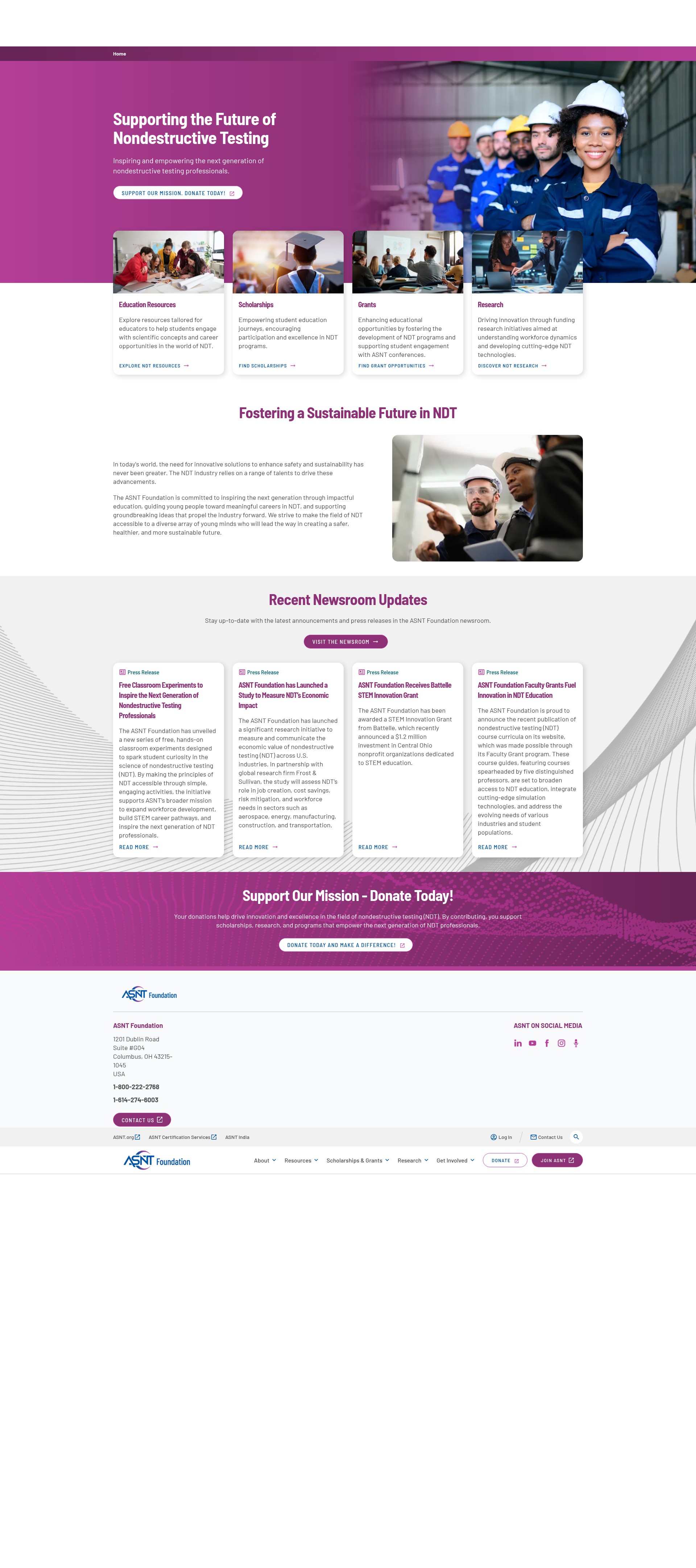 Screenshot of foundation.asnt.org