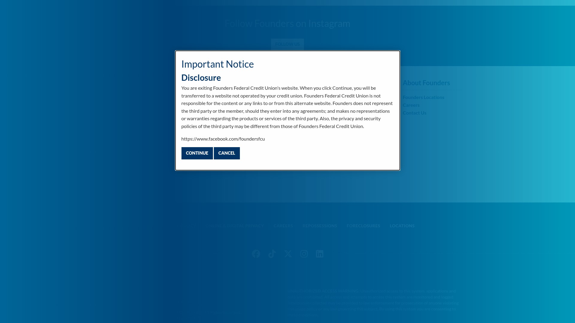 Screenshot of foundersfcu.com
