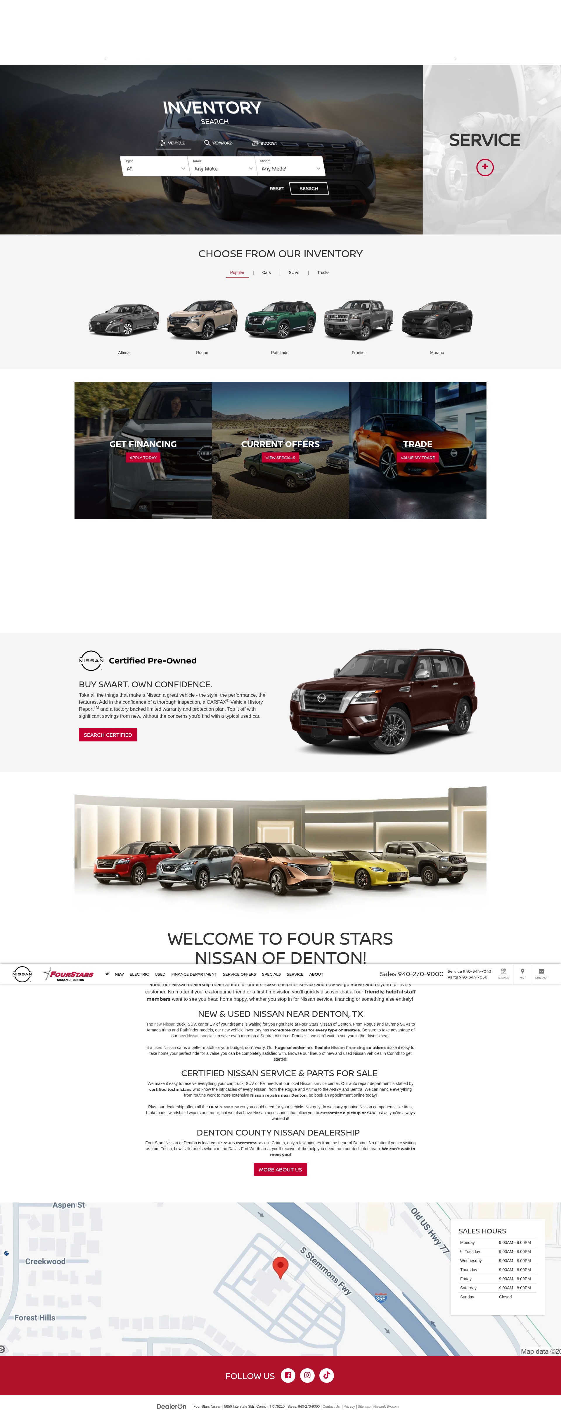 Screenshot of fourstarsnissanofdenton.com