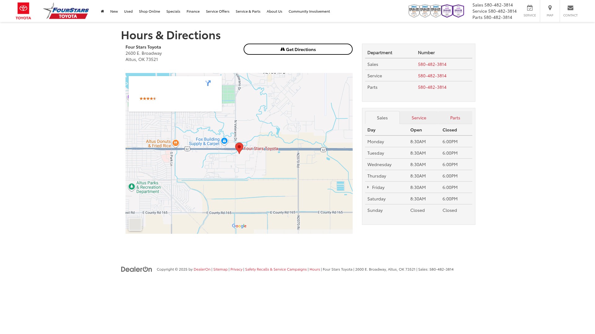 Screenshot of fourstarstoyota.com