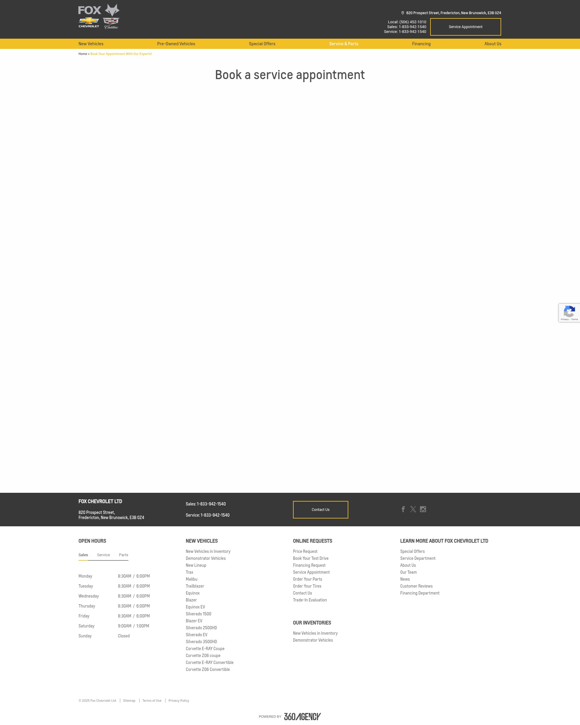 Screenshot of foxchevroletcadillac.com