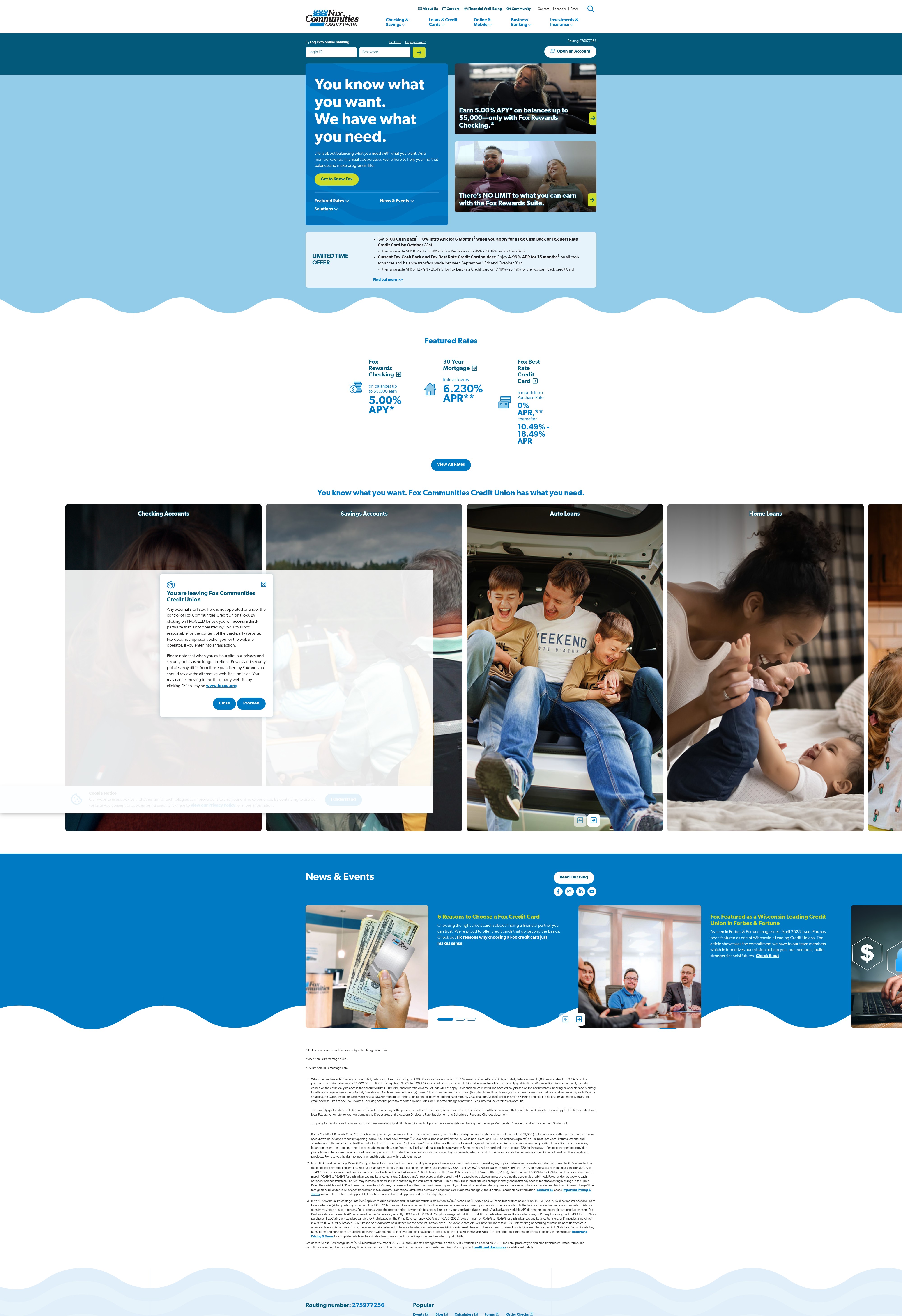 Screenshot of foxcu.org