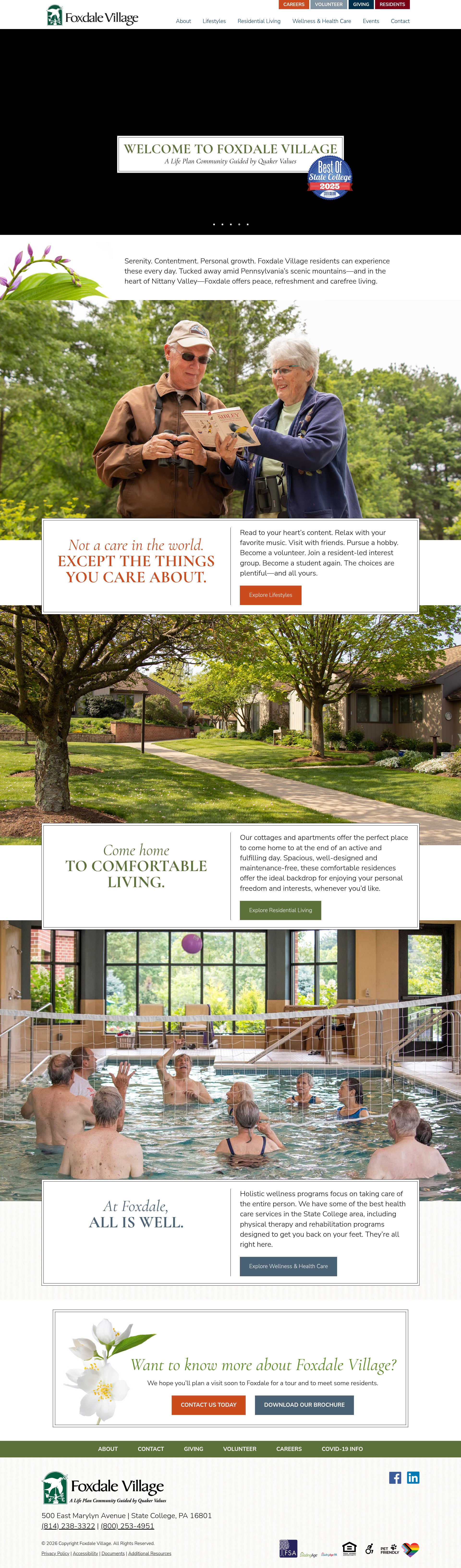 Screenshot of foxdalevillage.org