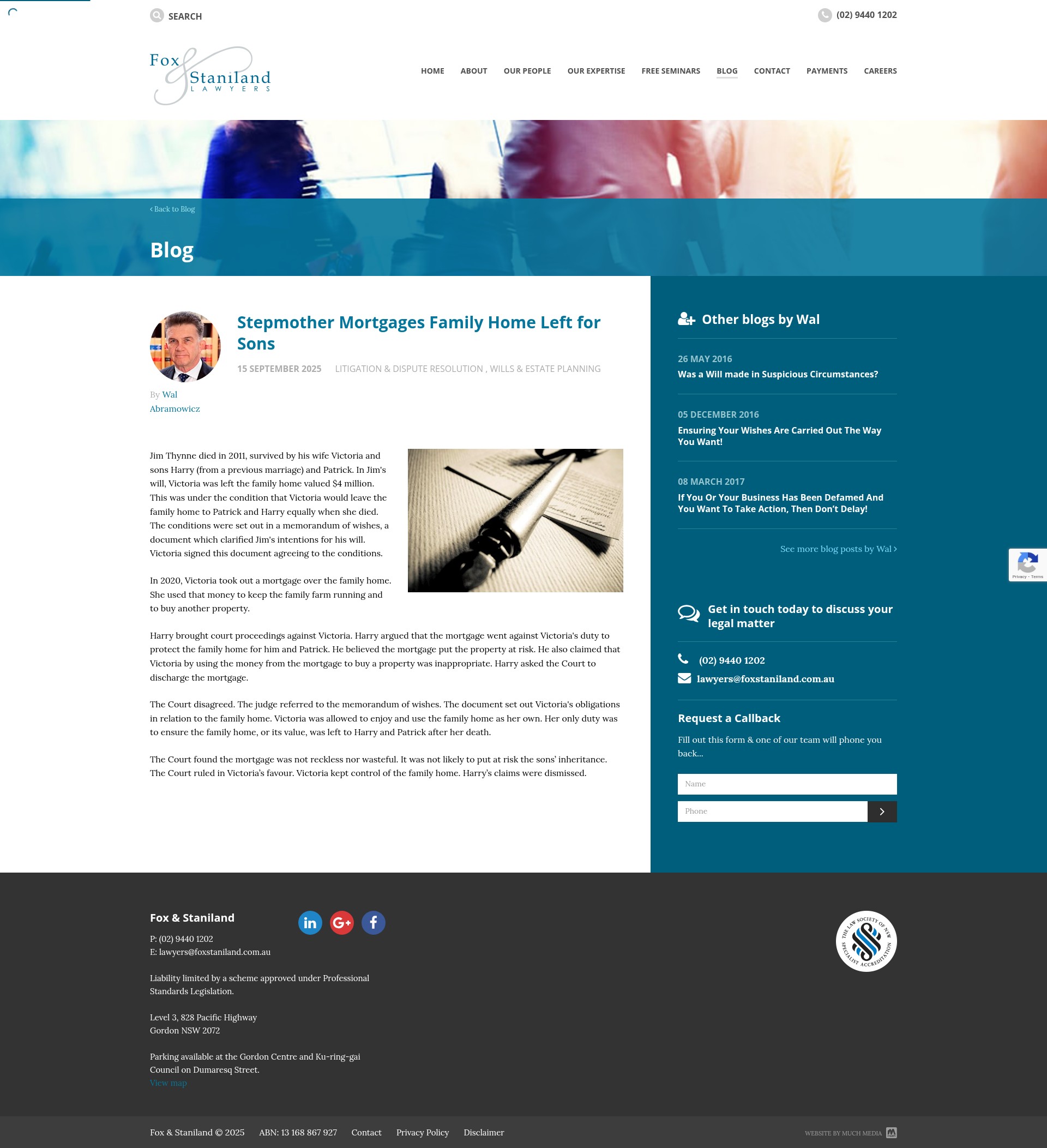 Screenshot of foxstaniland.com.au