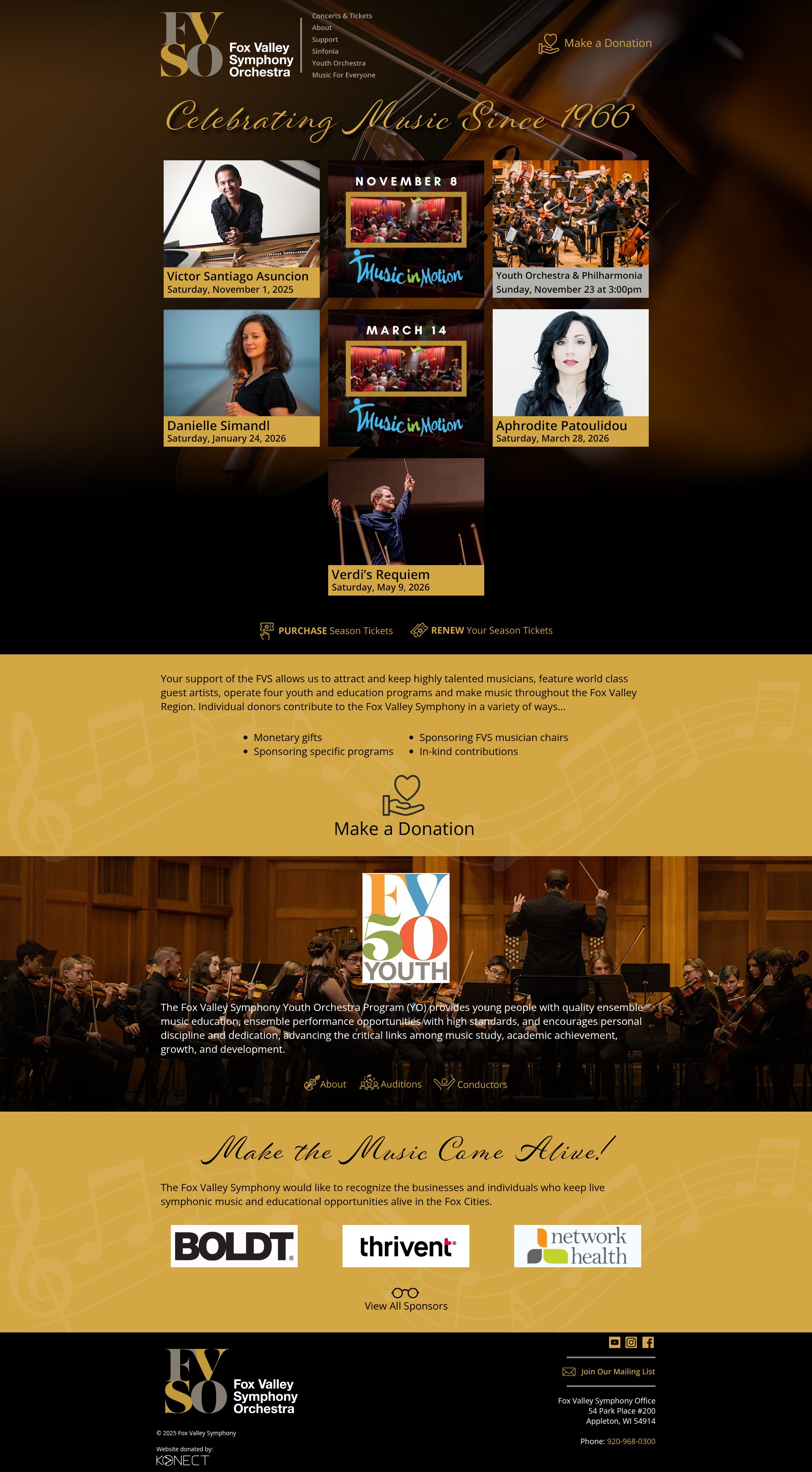 Screenshot of foxvalleysymphony.com
