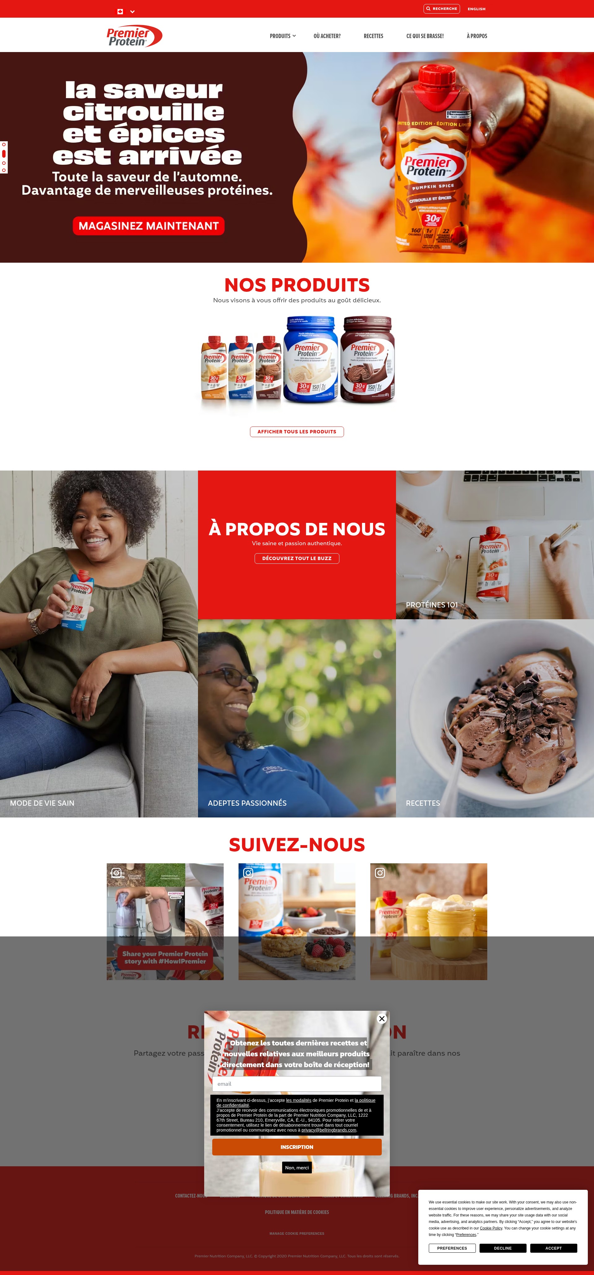 Screenshot of fr.premierprotein.ca