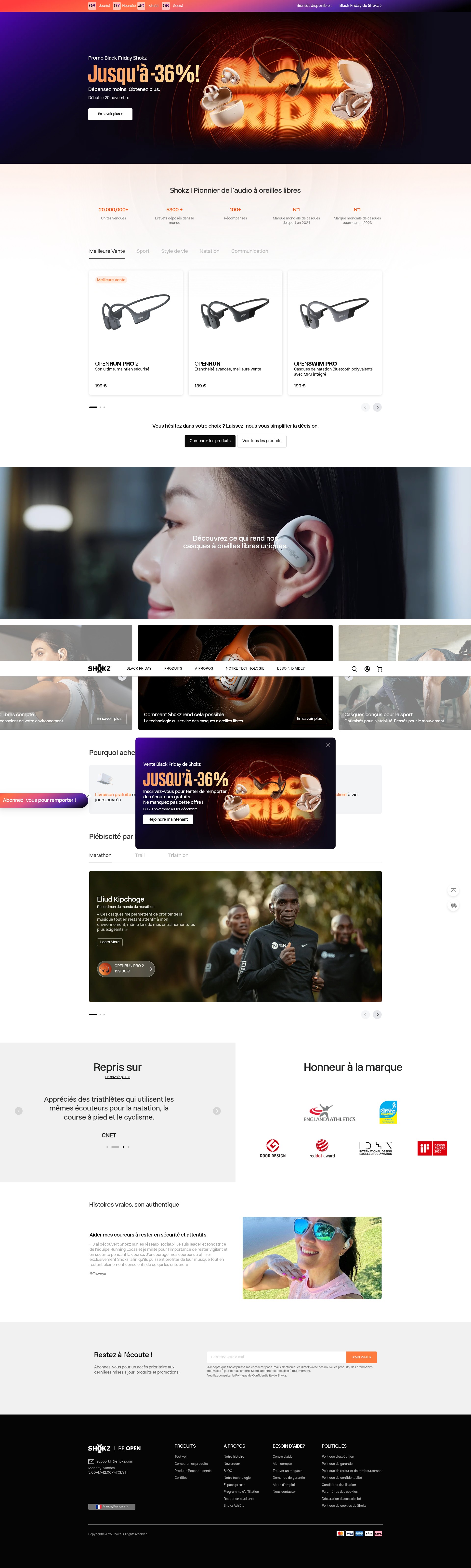 Screenshot of fr.shokz.com