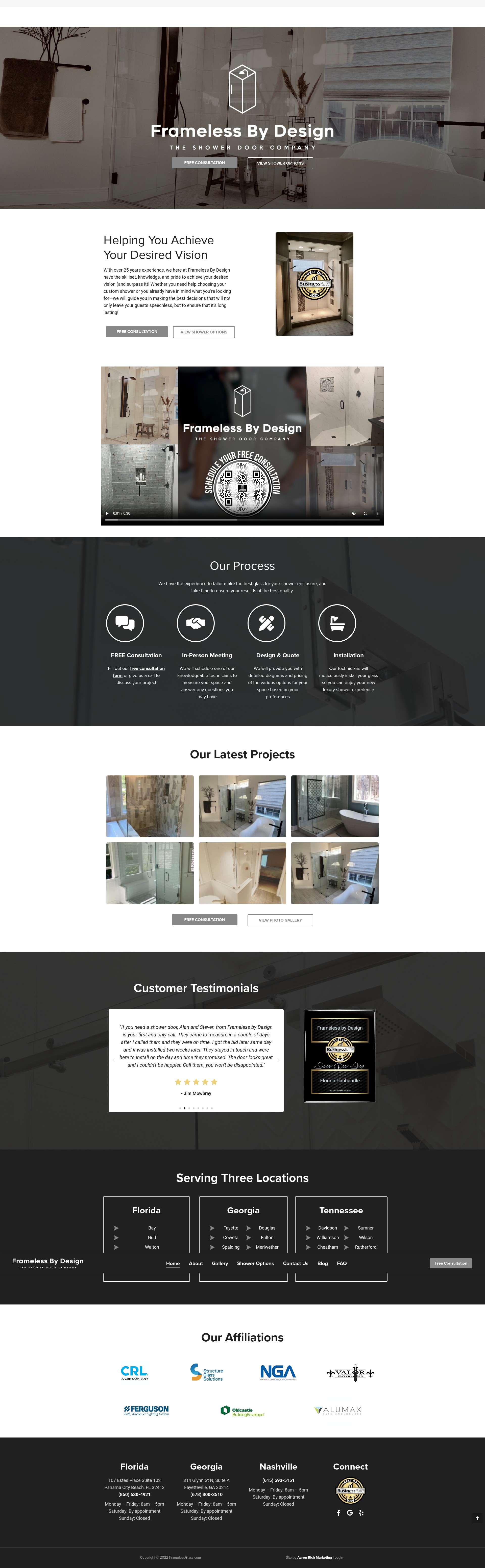 Screenshot of framelessglass.com