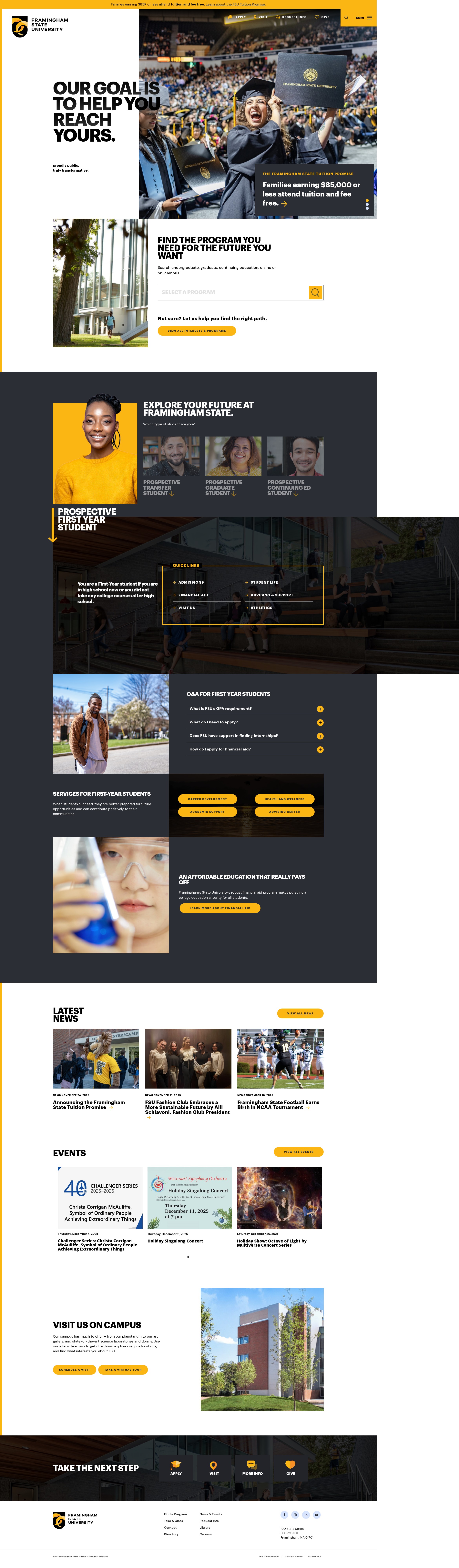 Screenshot of framingham.edu