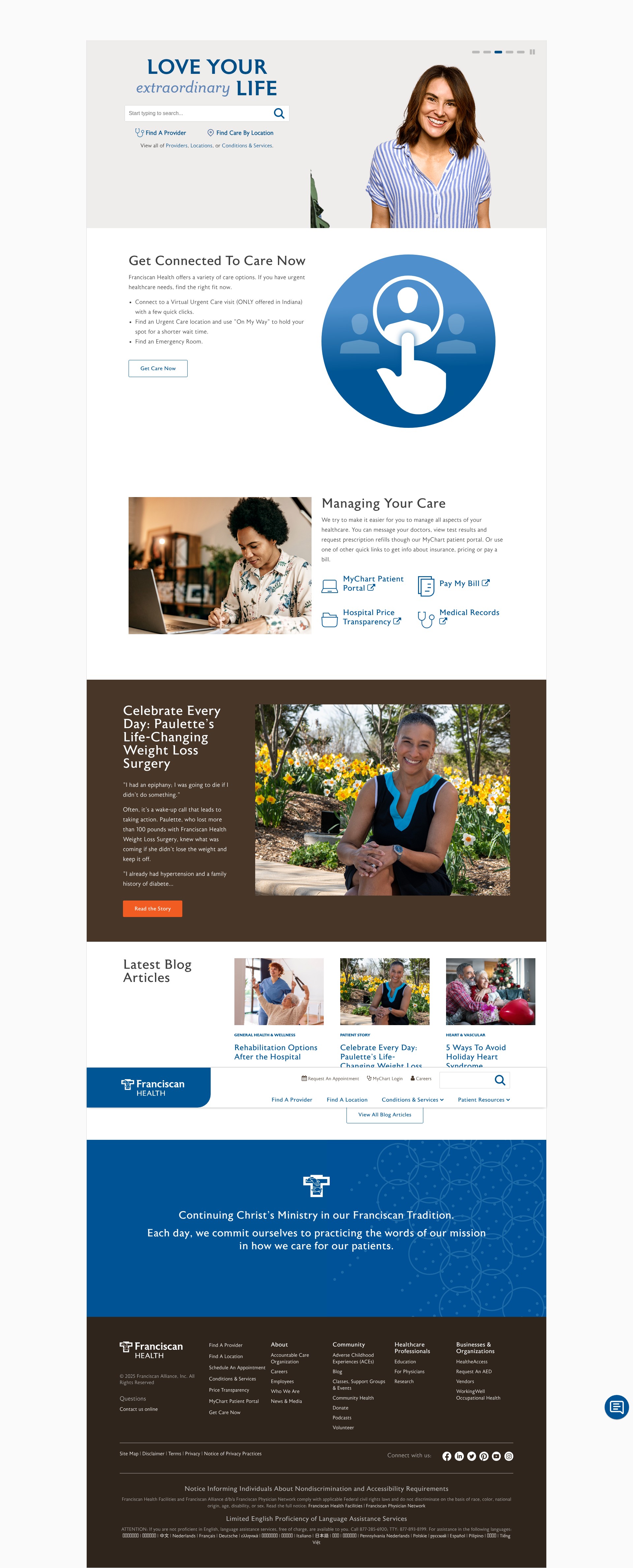 Screenshot of franciscanhealth.org