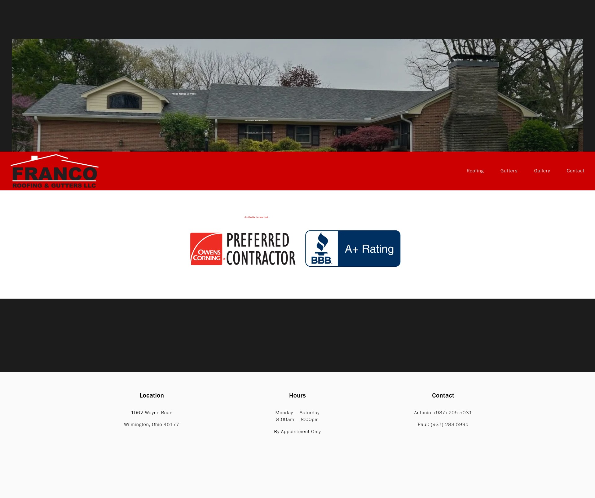 Screenshot of francoroofingandgutter.com