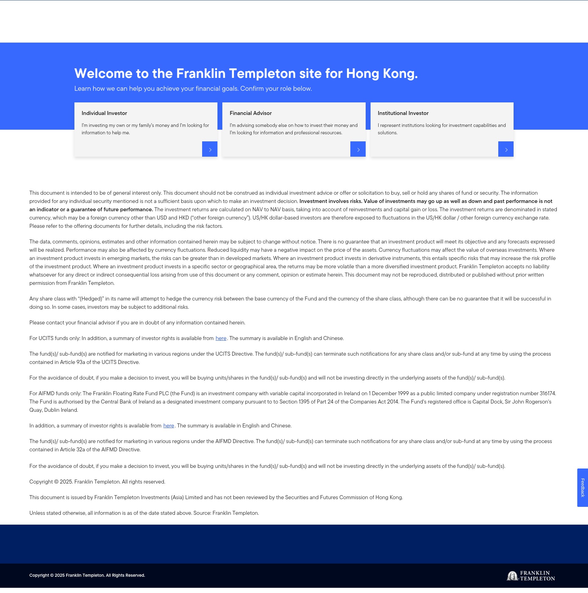 Screenshot of franklintempleton.com.hk