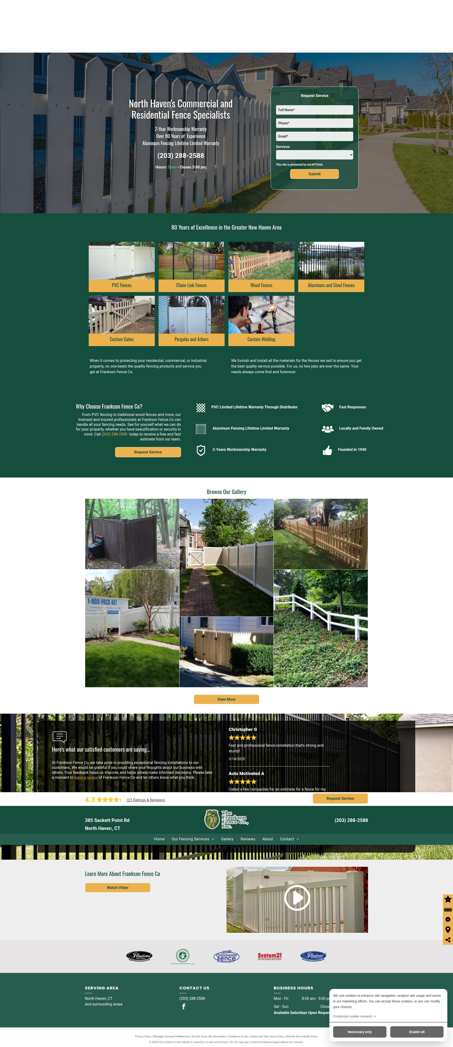 Screenshot of franksonfencect.com