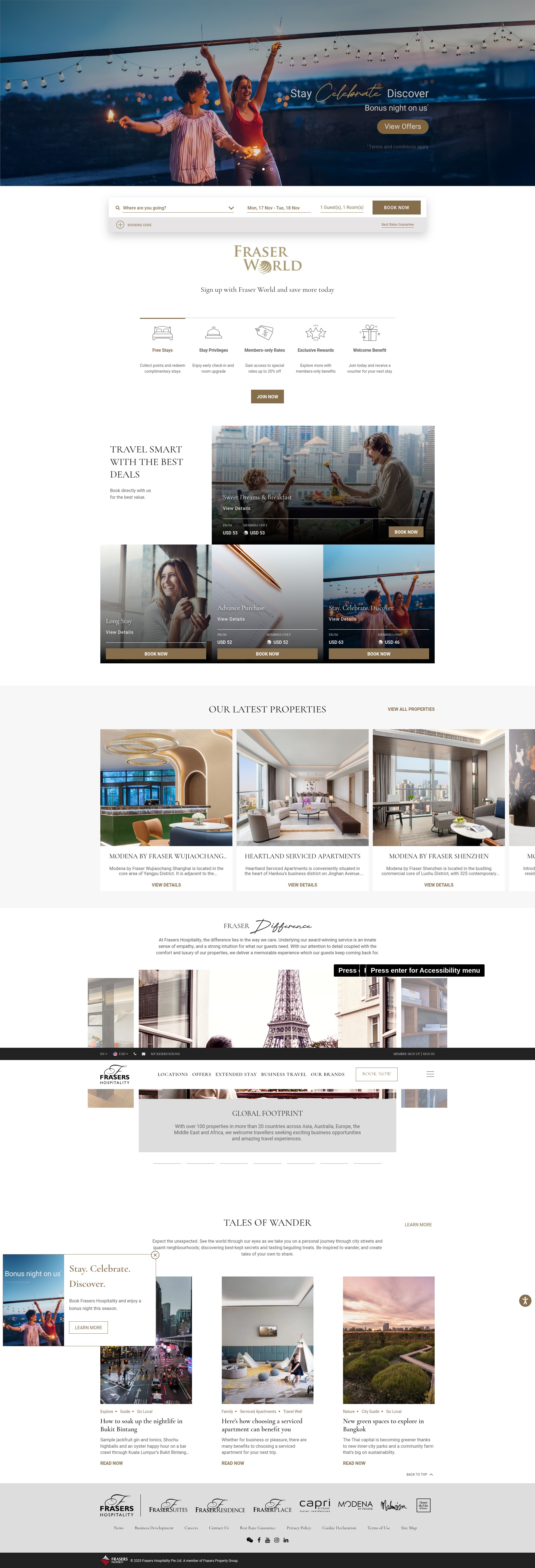 Screenshot of frasershospitality.com