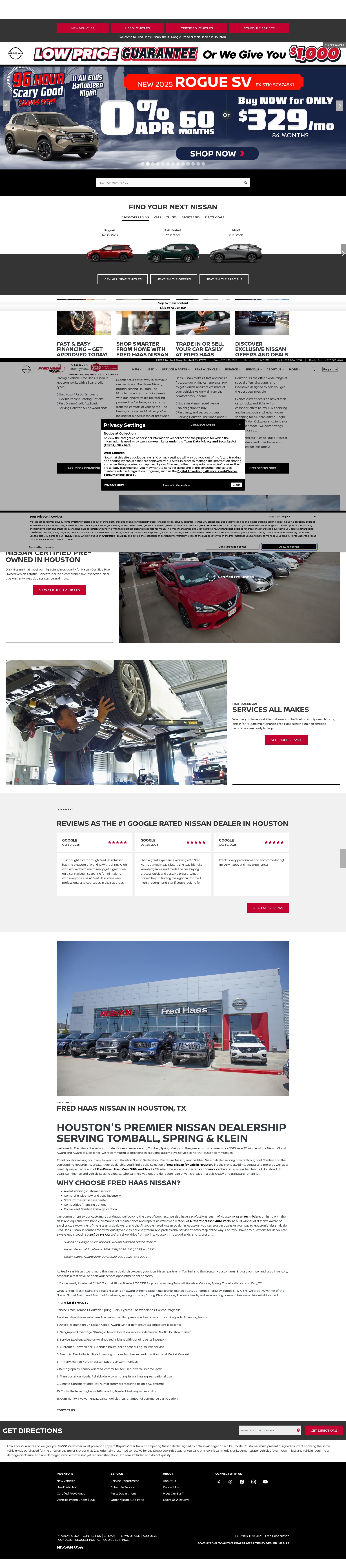 Screenshot of fredhaasnissan.com