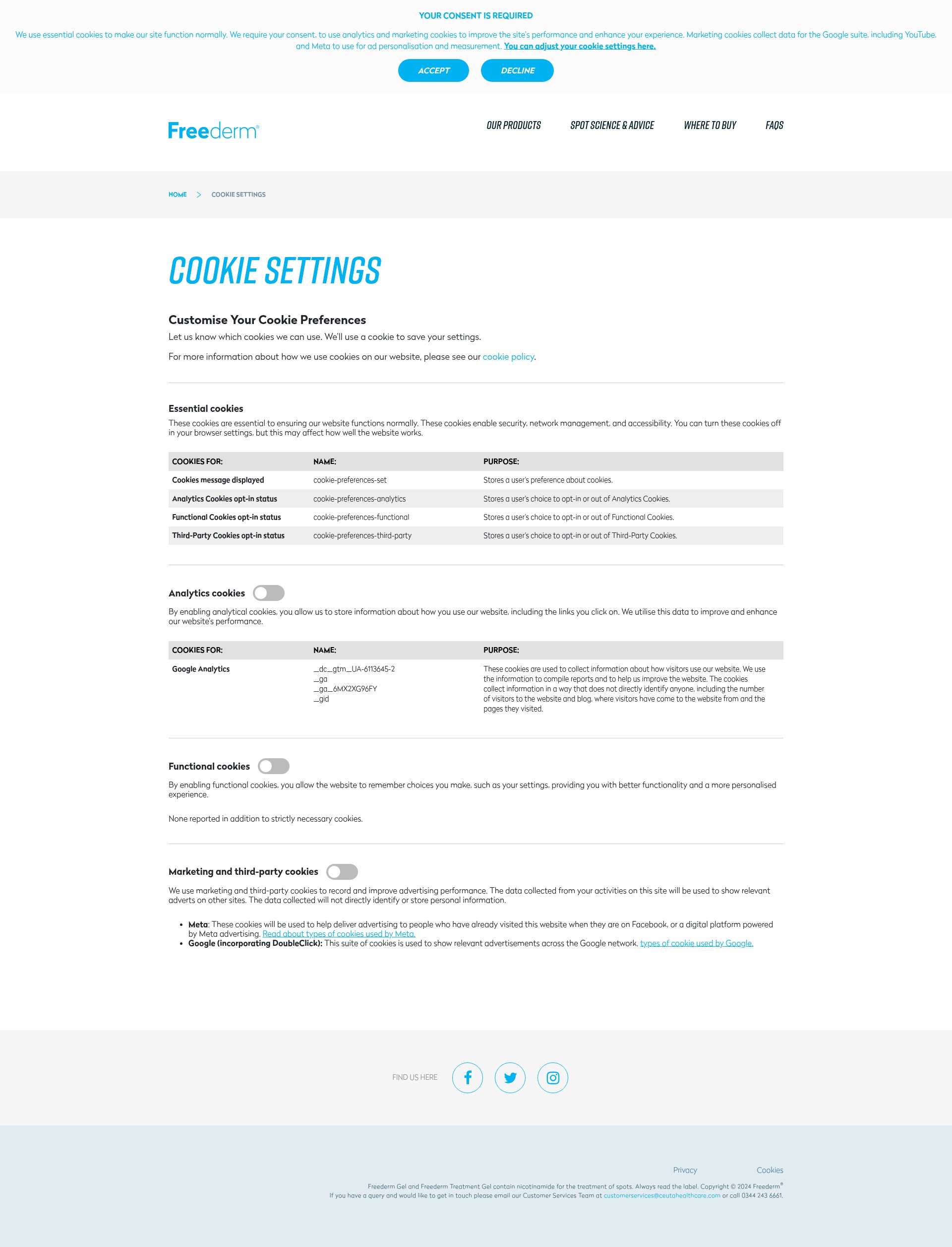 Screenshot of freederm.co.uk