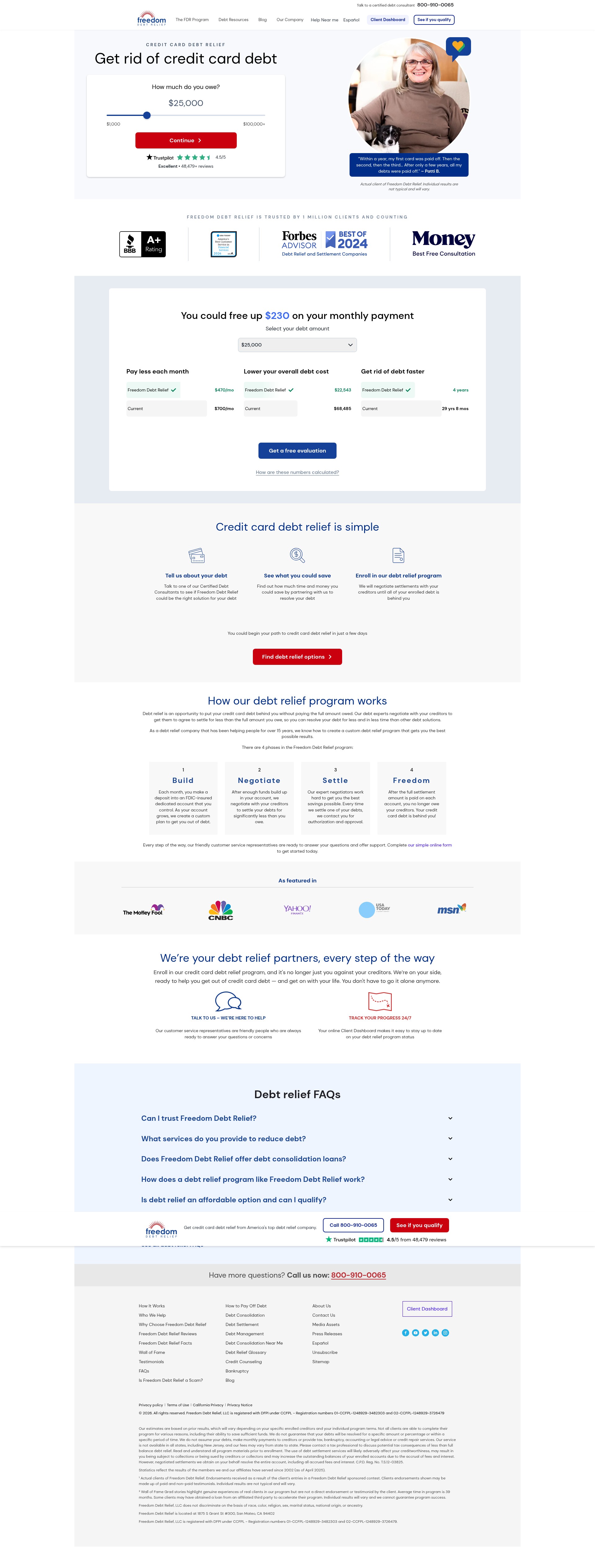 Screenshot of freedomdebtrelief.com
