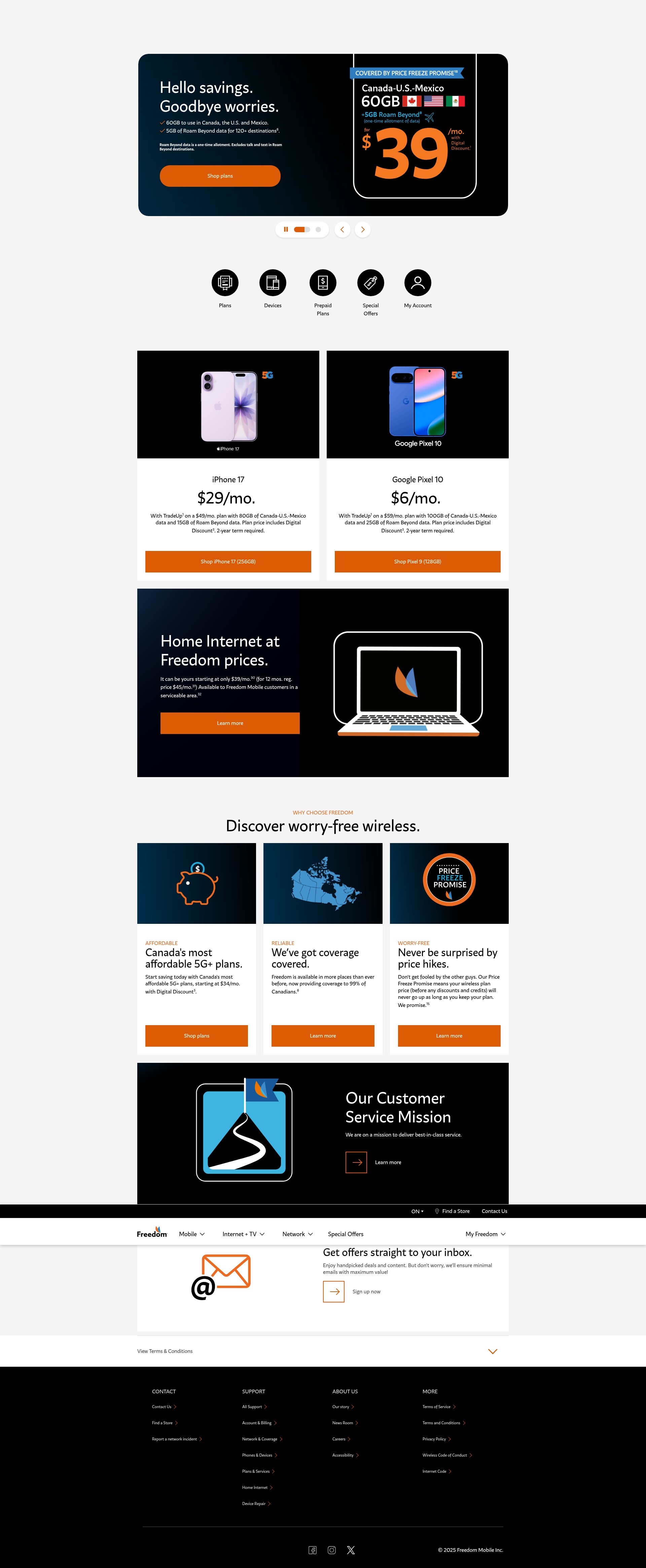 Screenshot of freedommobile.ca