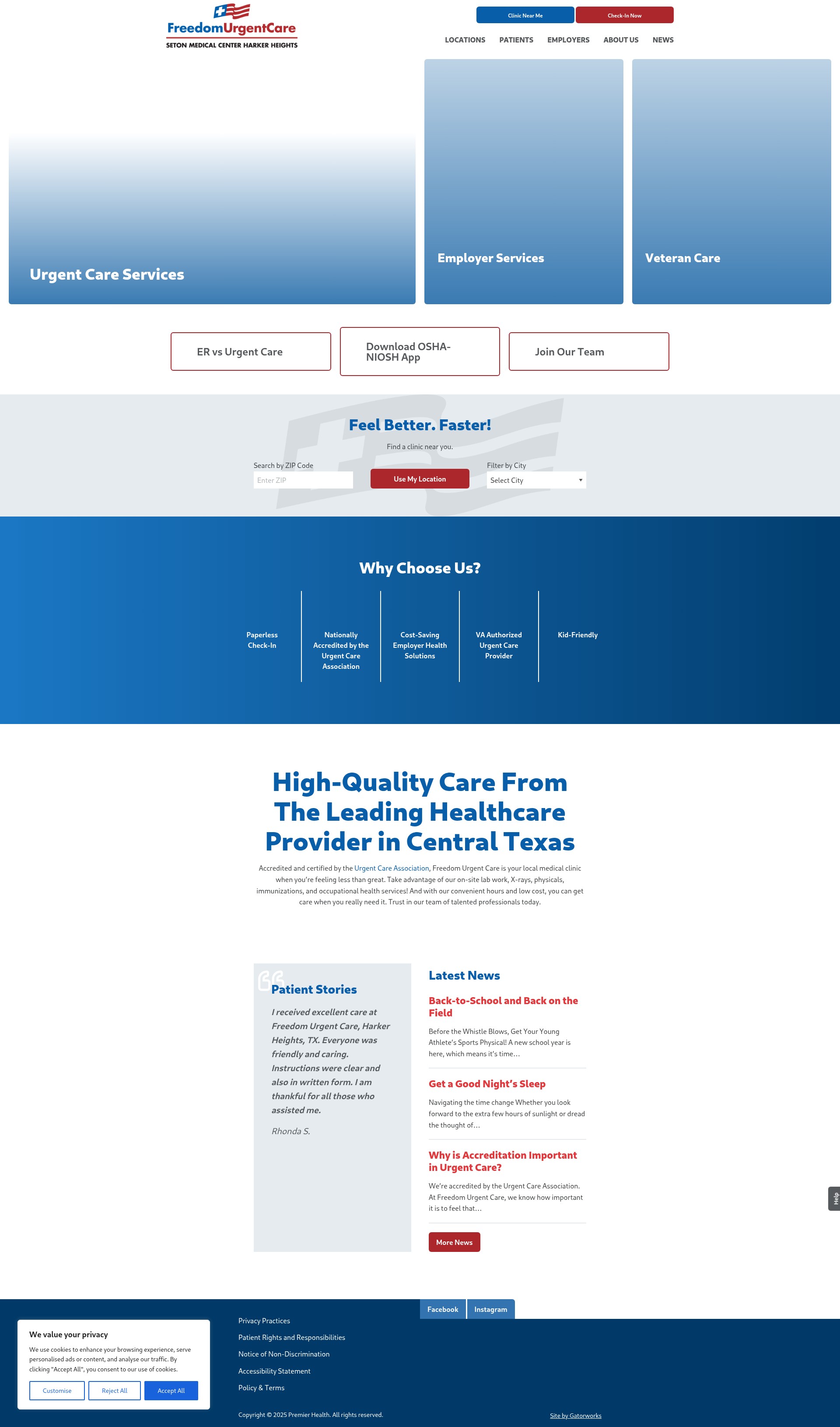 Screenshot of freedomurgentcare.com