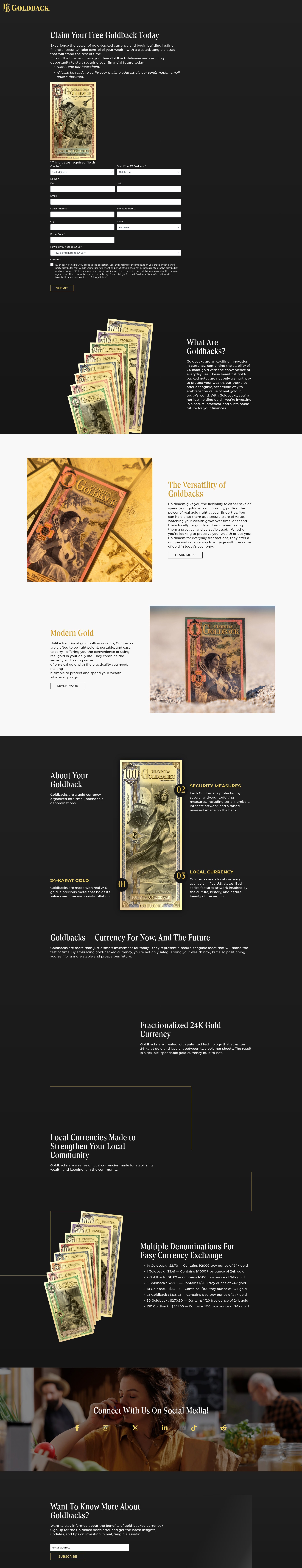 Screenshot of freegoldback.com